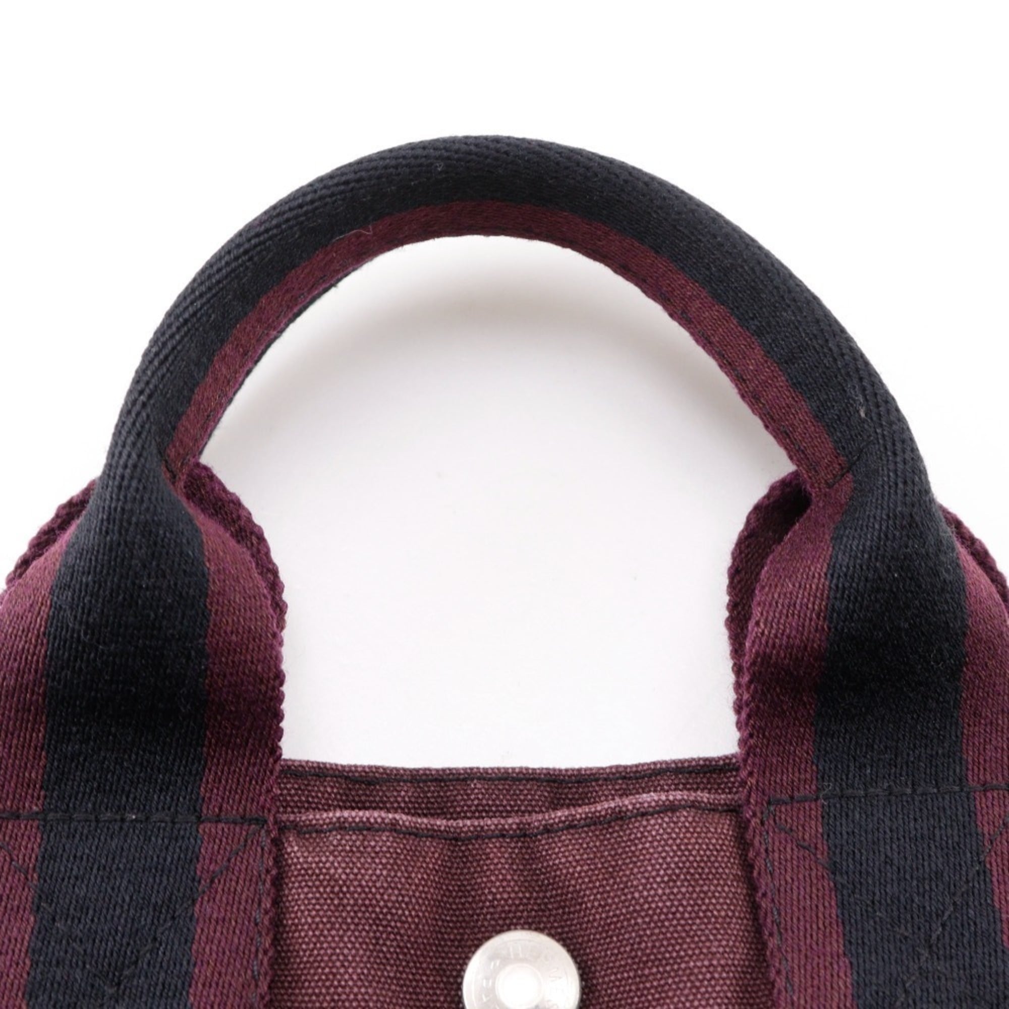 Hermes Black Red Color Cotton Handbag (Pre-Owned)