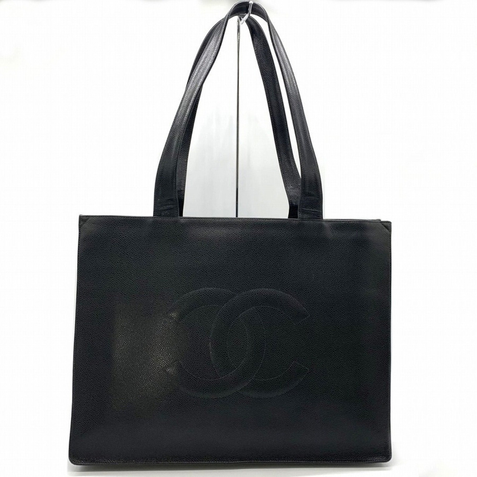 Chanel Black Grained Calfskin Shoulder Bag Tote Bag (Pre-Owned)