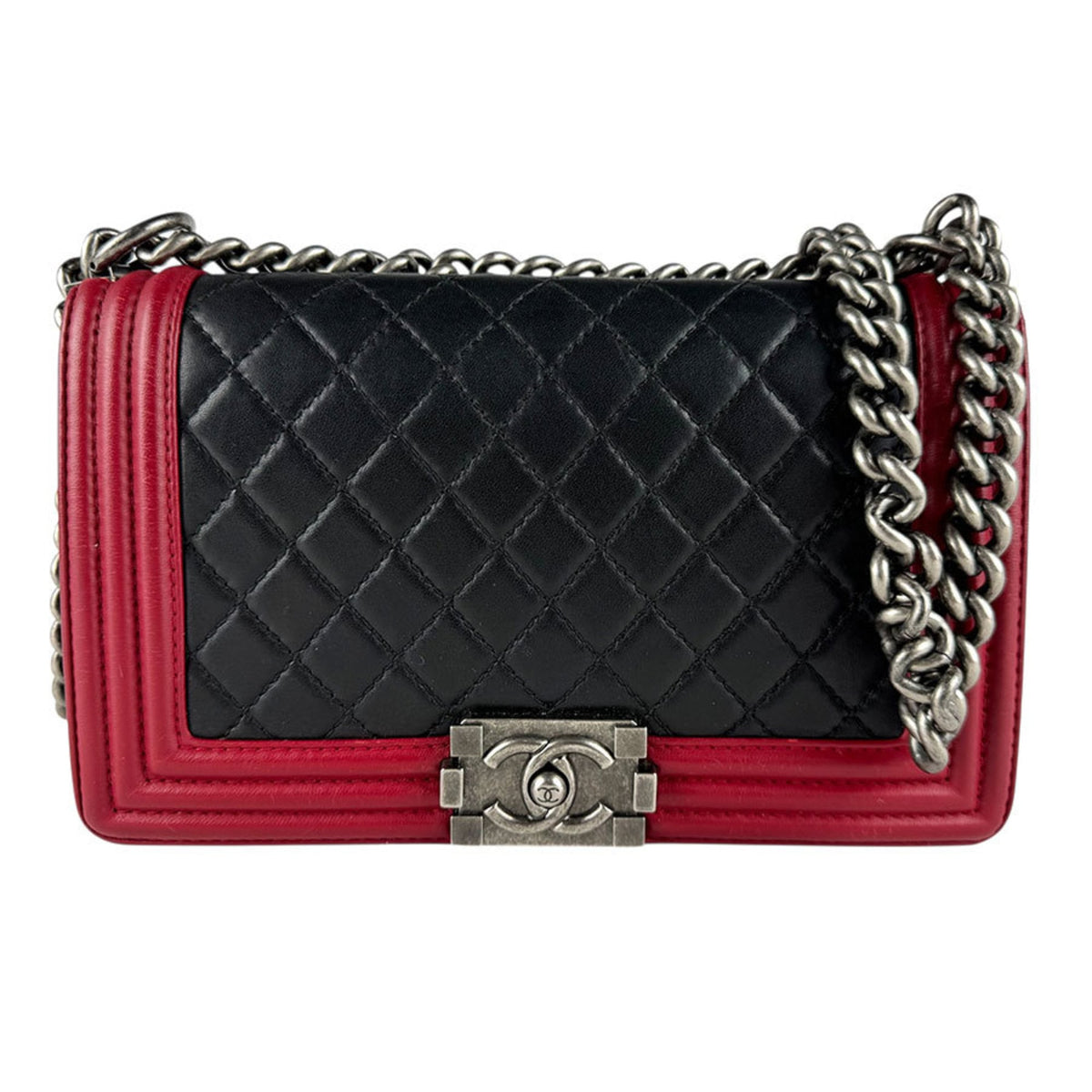 Chanel Black Red Color Leather Shoulder Bag (Pre-Owned)