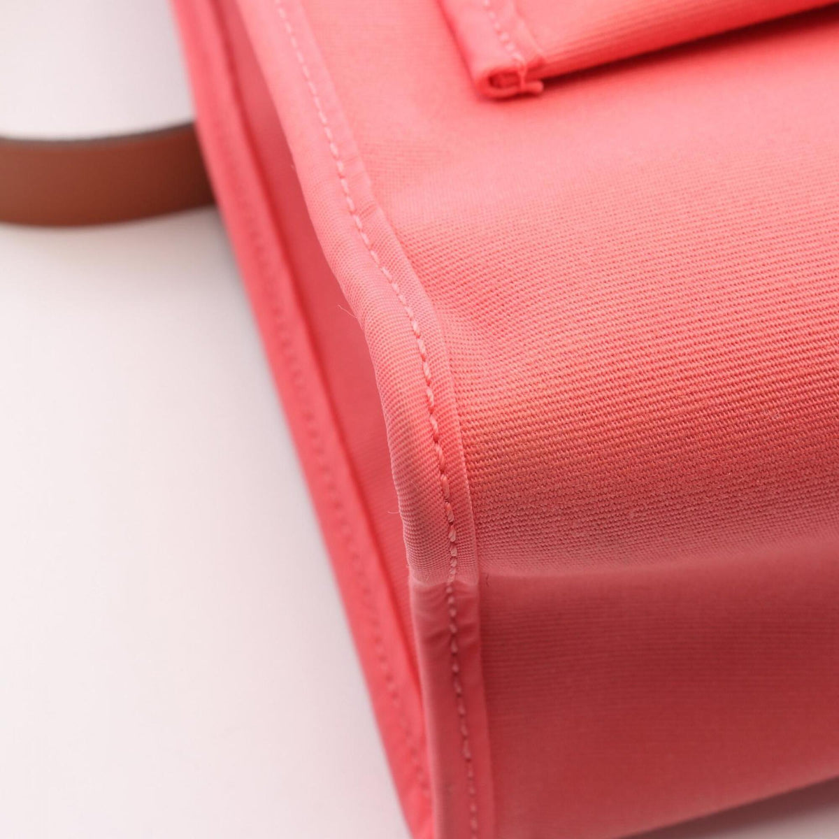 Hermes Brown Pink Canvas Toile H Vache Leather Handbag Pouch (Pre-Owned)