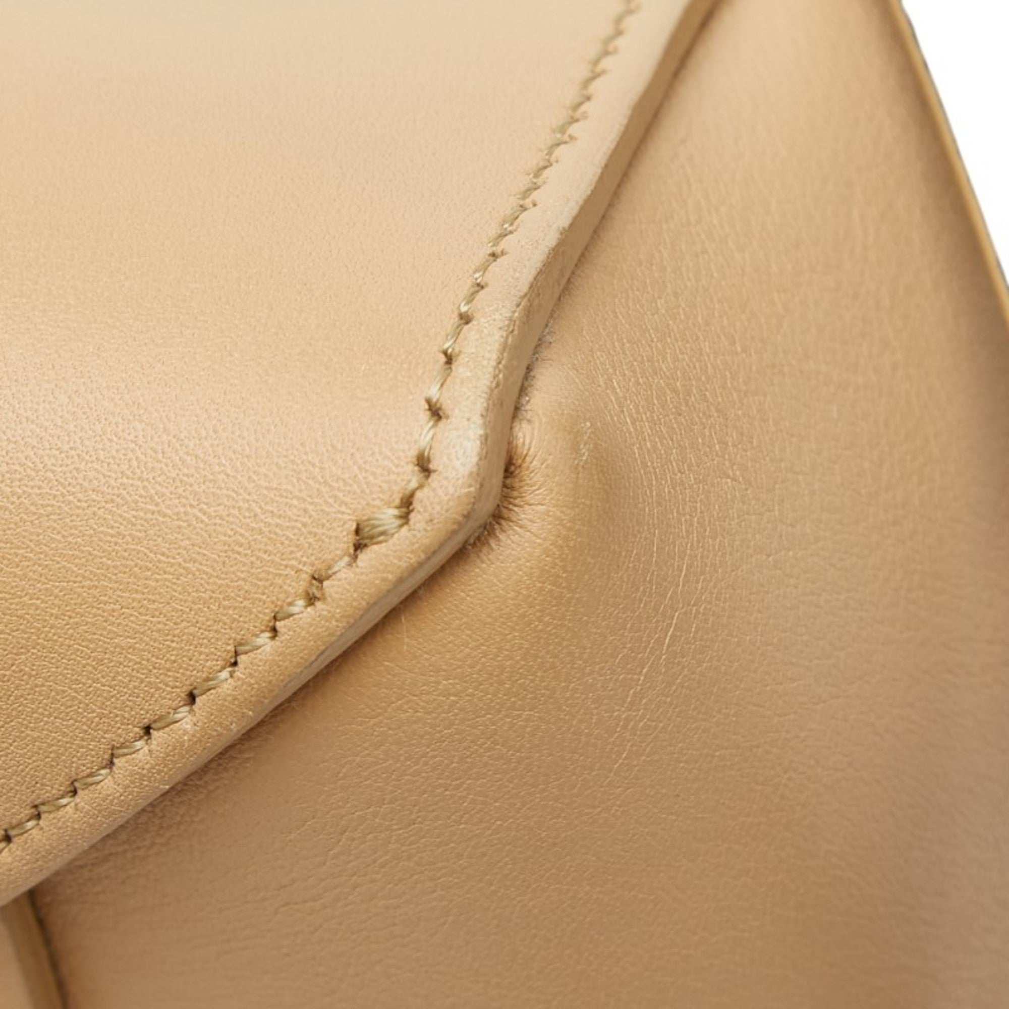 Celine Beige Black Leather Handbag Shoulder Bag (Pre-Owned)