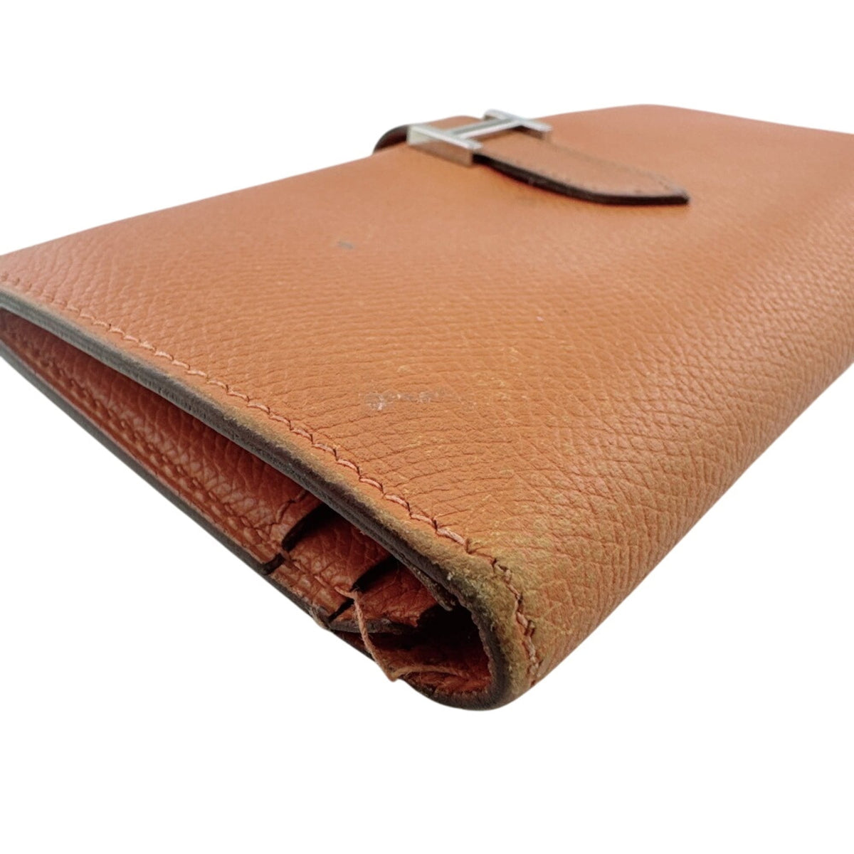Hermes Bearn Orange Epsom Leather Long Wallet (Bi-Fold) (Pre-Owned)