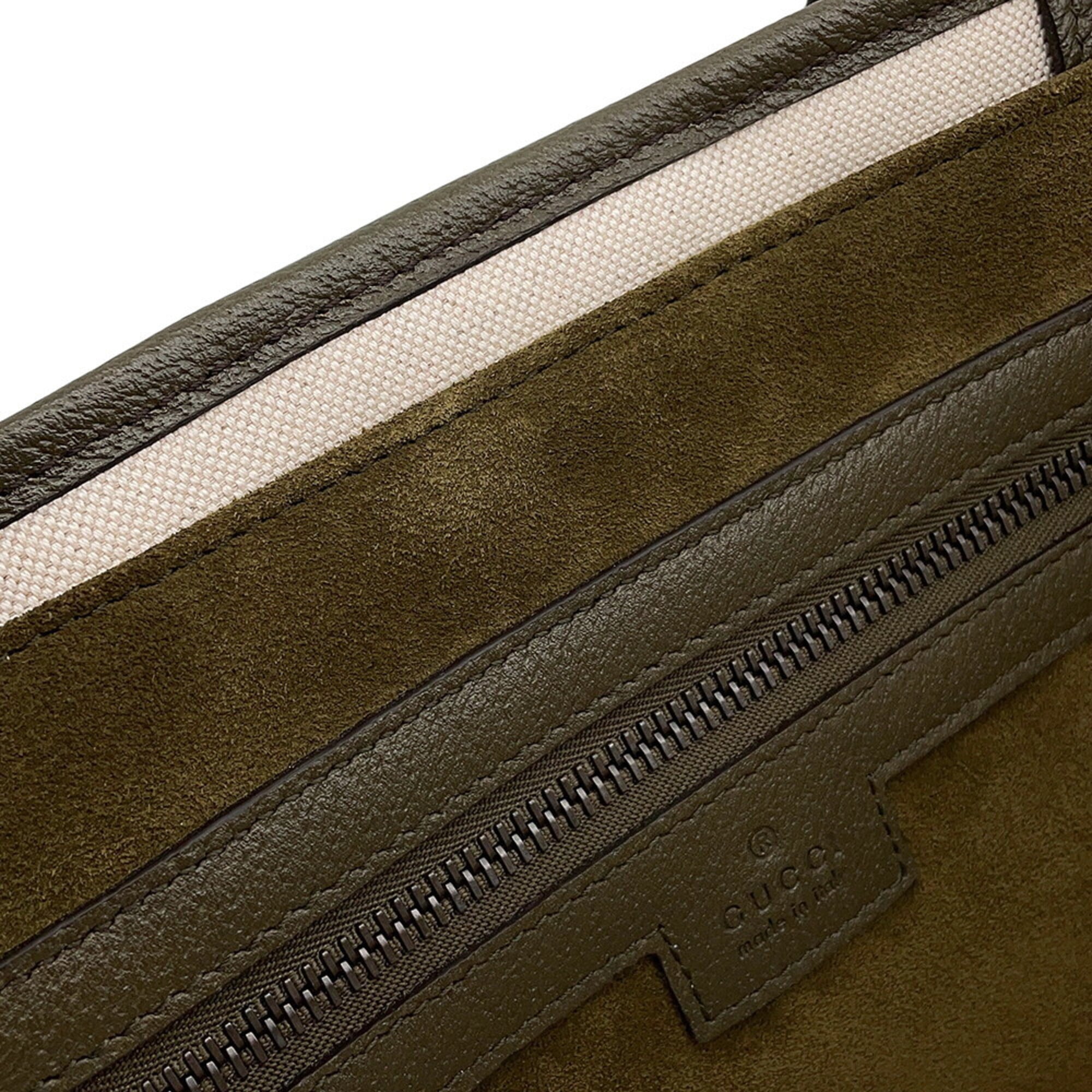 Gucci Ophidia Khaki Suede Handbag Tote Bag (Pre-Owned)
