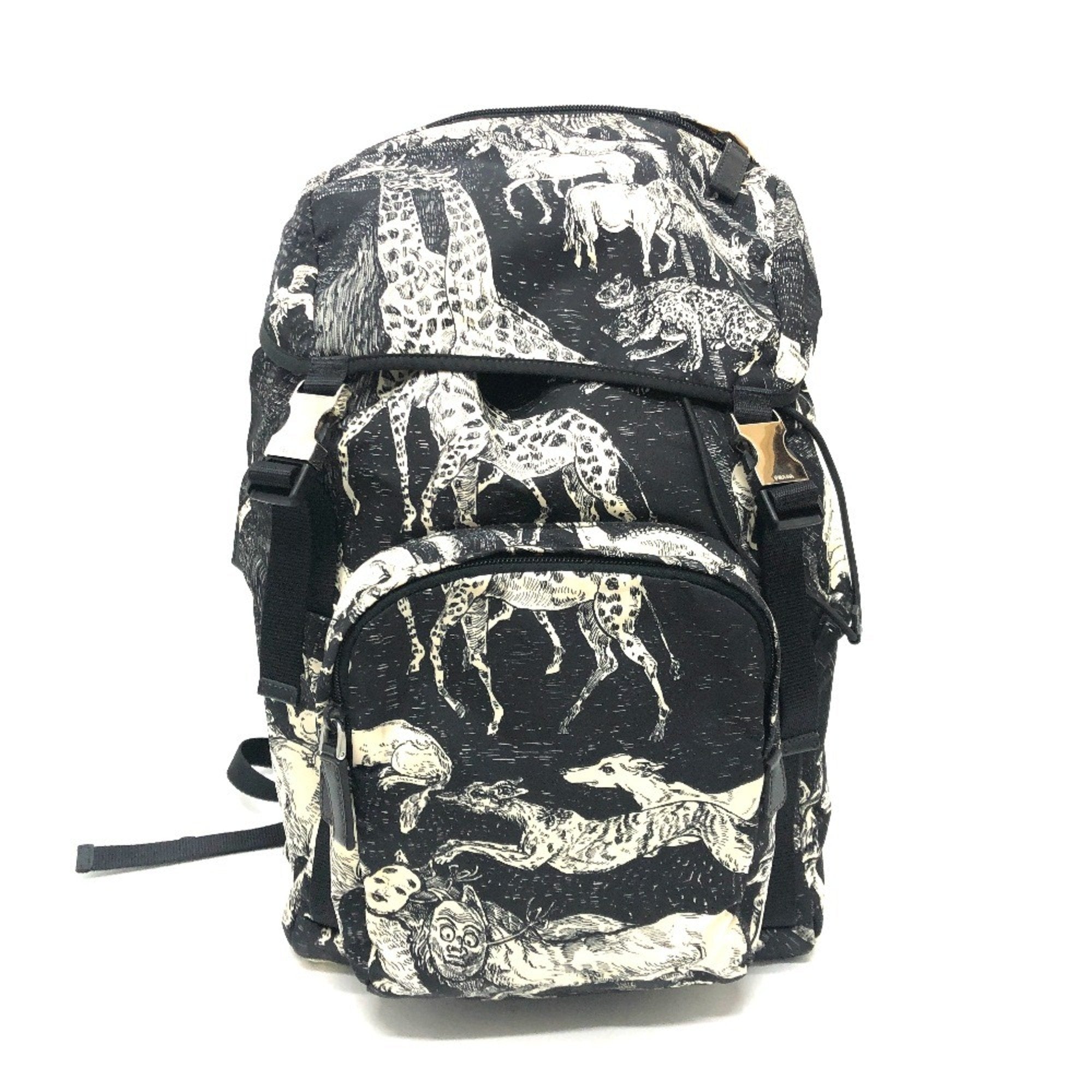 Prada Black White Nylon Backpack (Pre-Owned)