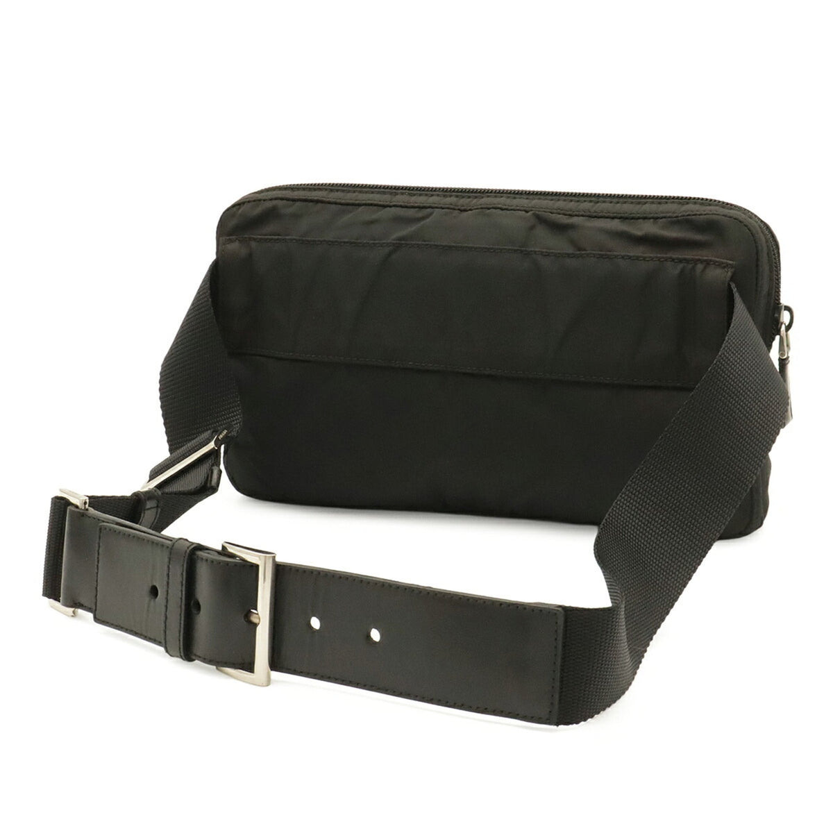 Prada Black Nero Nylon Leather Fanny Pack Pouch Sling Bag (Pre-Owned)