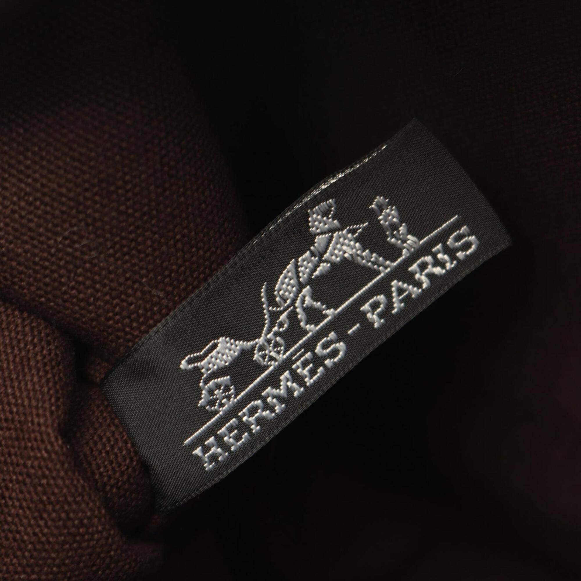 Hermes Brown Canvas Leather Handbag Tote Bag (Pre-Owned)