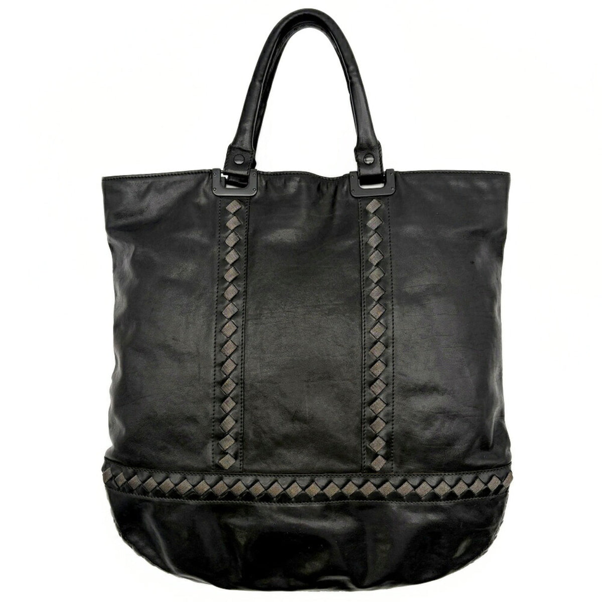 Bottega Veneta Black Leather Metal Mesh Tote Bag (Pre-Owned)