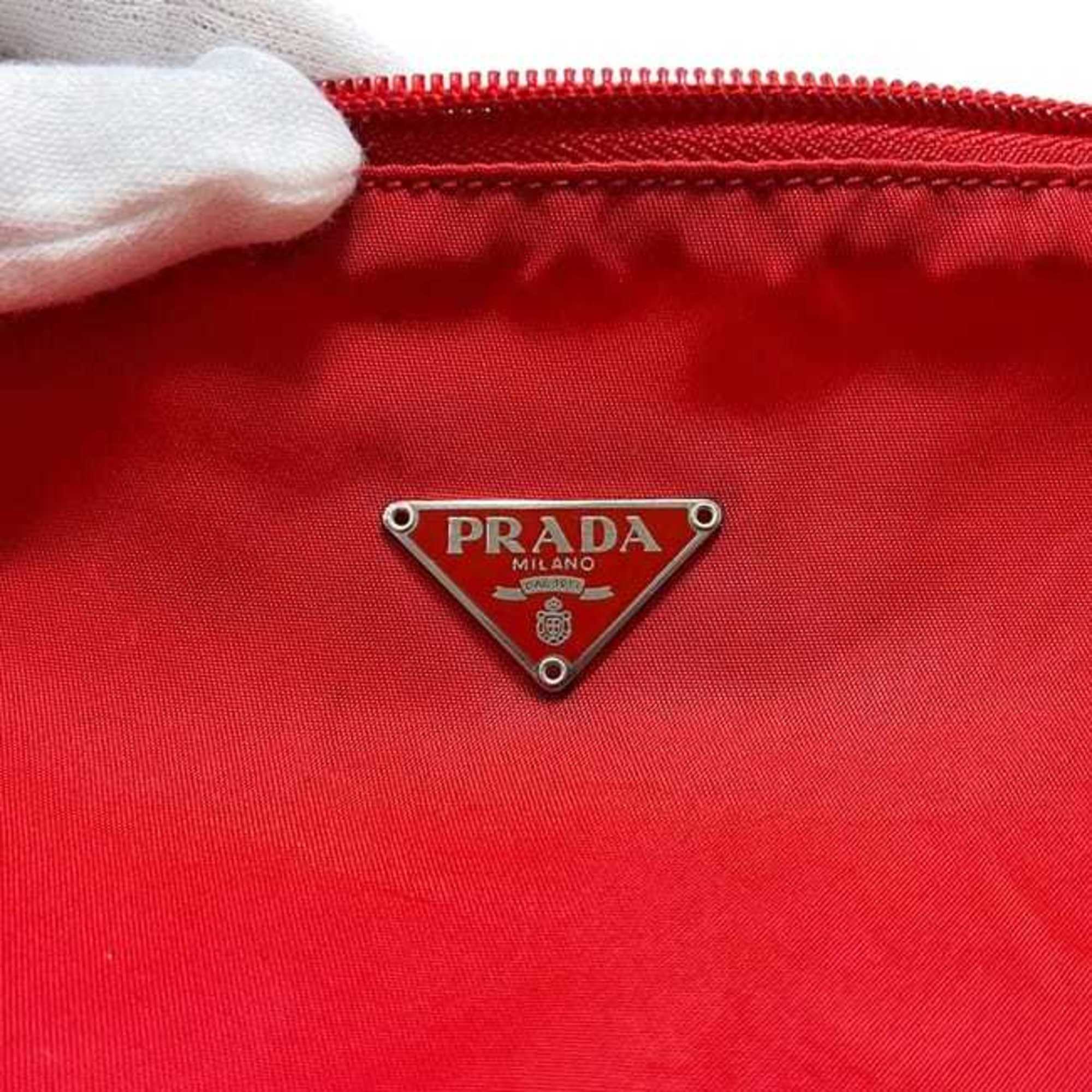 Prada Red Color Nylon Pouch (Pre-Owned)