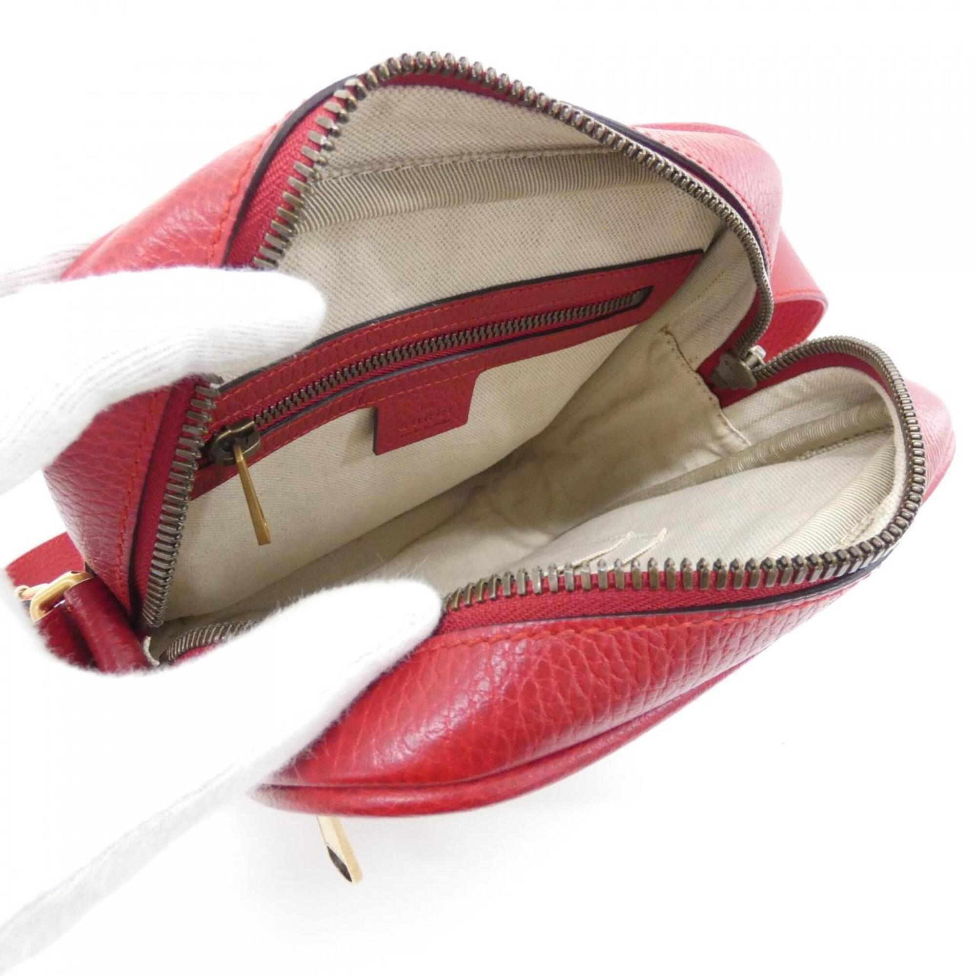 Gucci Red Color Leather Shoulder Bag (Pre-Owned)
