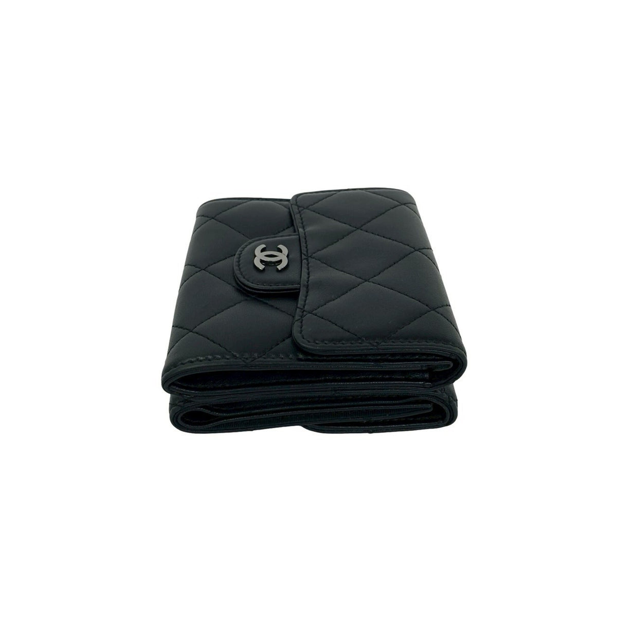 Chanel Black Leather Wallet (Tri-Fold) (Pre-Owned)