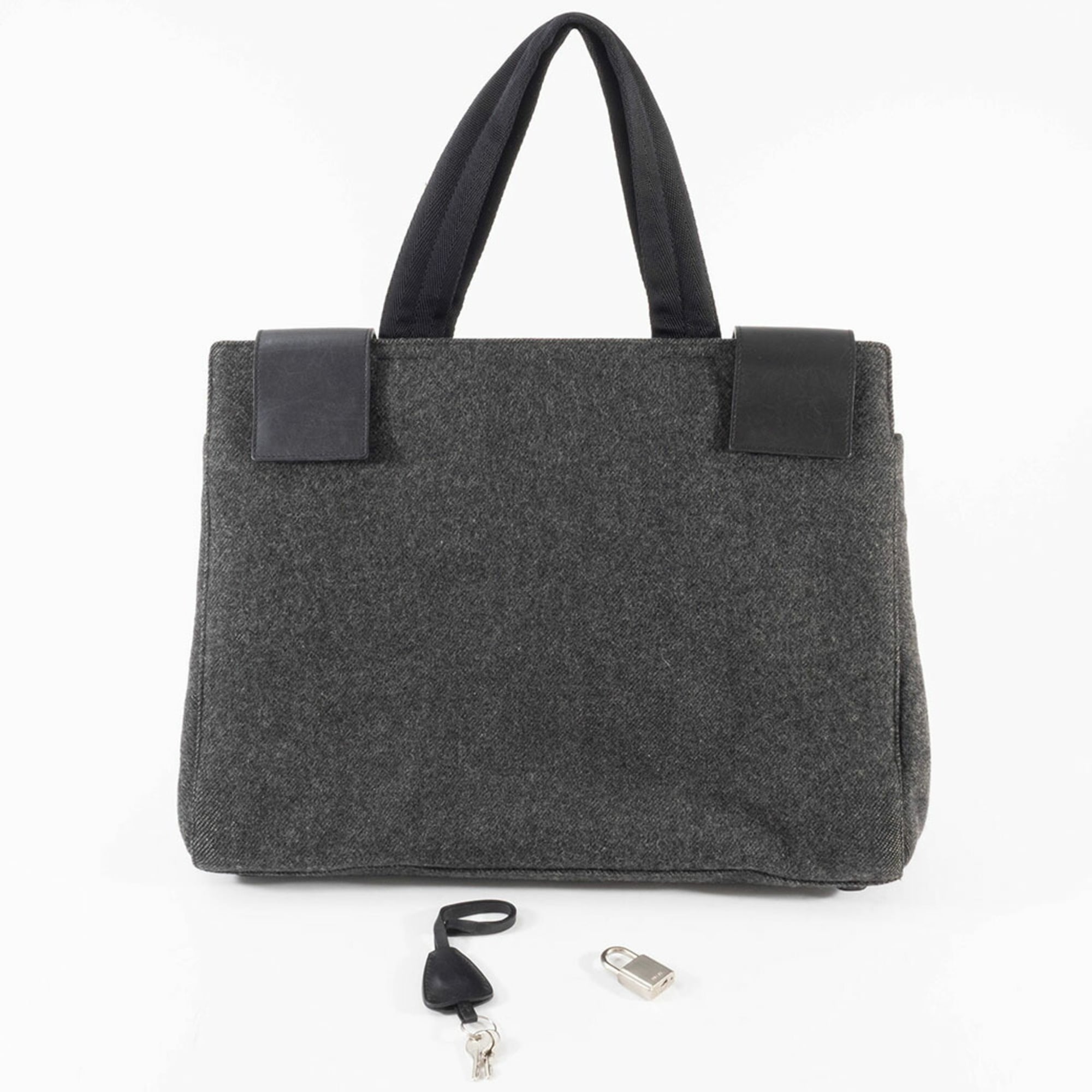 Prada Gray Polyester Handbag (Pre-Owned)