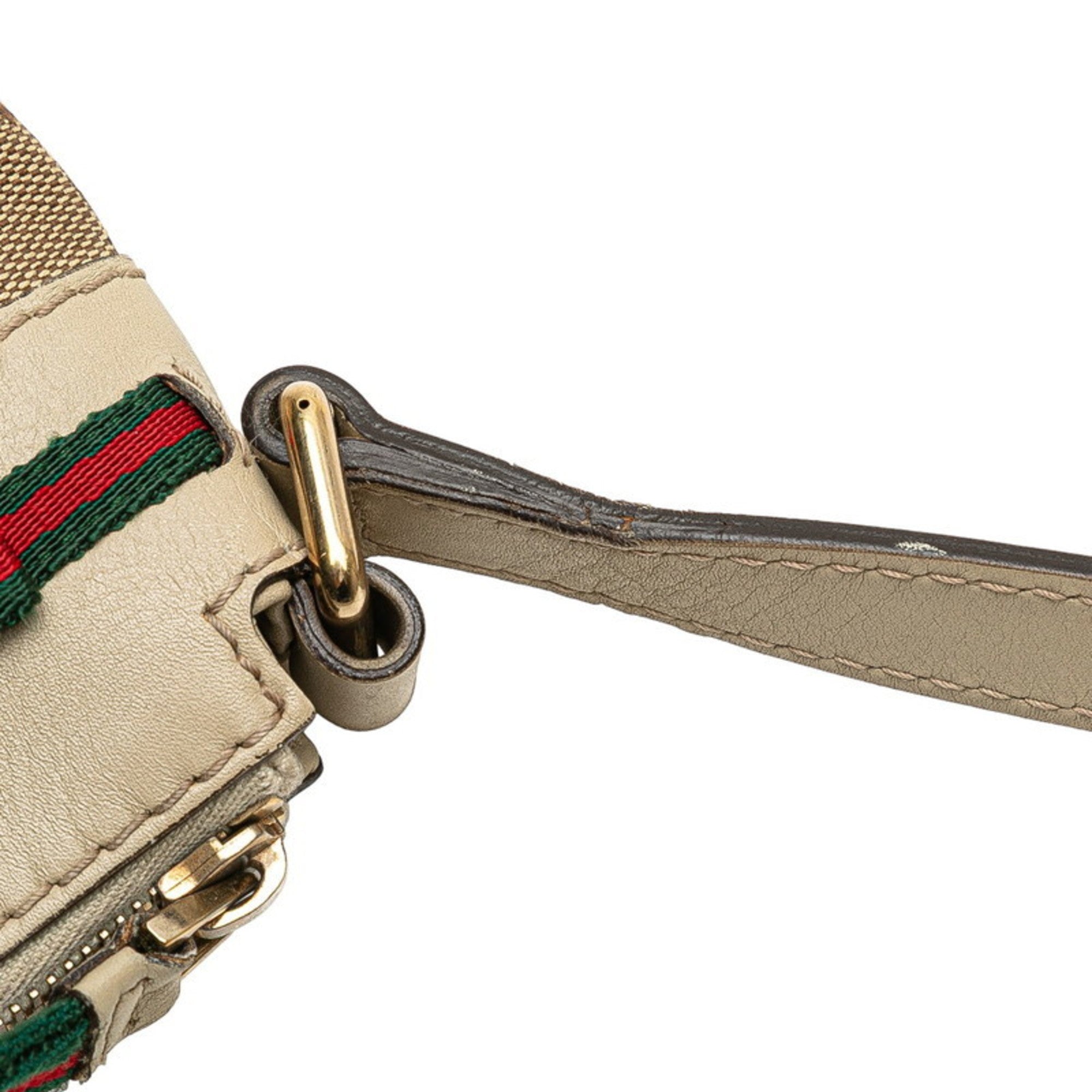 Gucci Gg Canvas Beige Gg Canvas Leather Shoulder Bag (Pre-Owned)