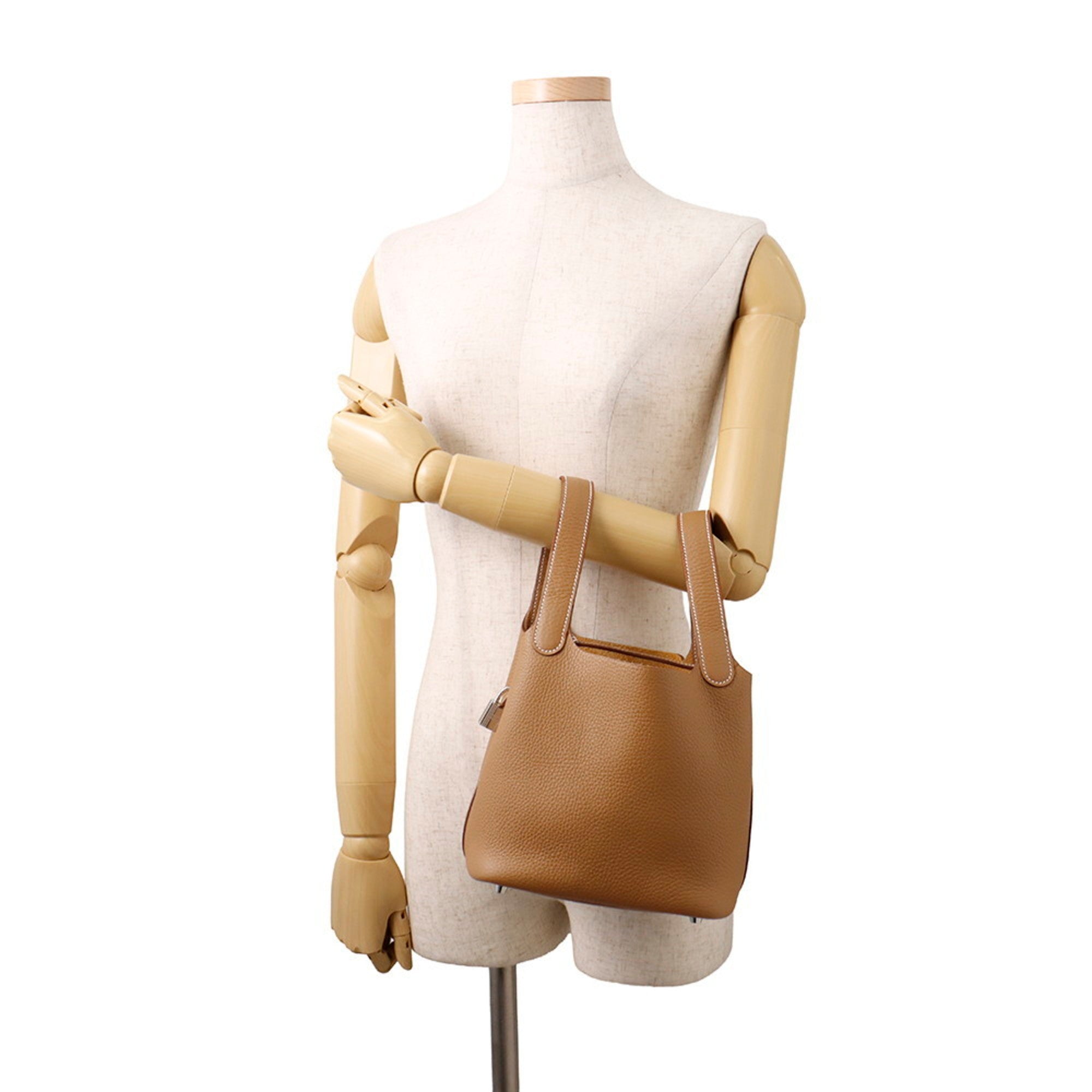 Hermes Picotin Gold Taurillon Clemence Leather Handbag (Pre-Owned)