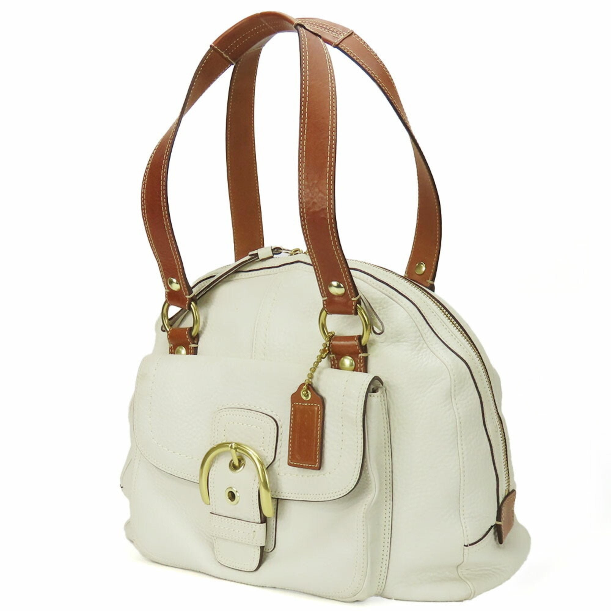 Coach Brown White Leather Tote Bag (Pre-Owned)