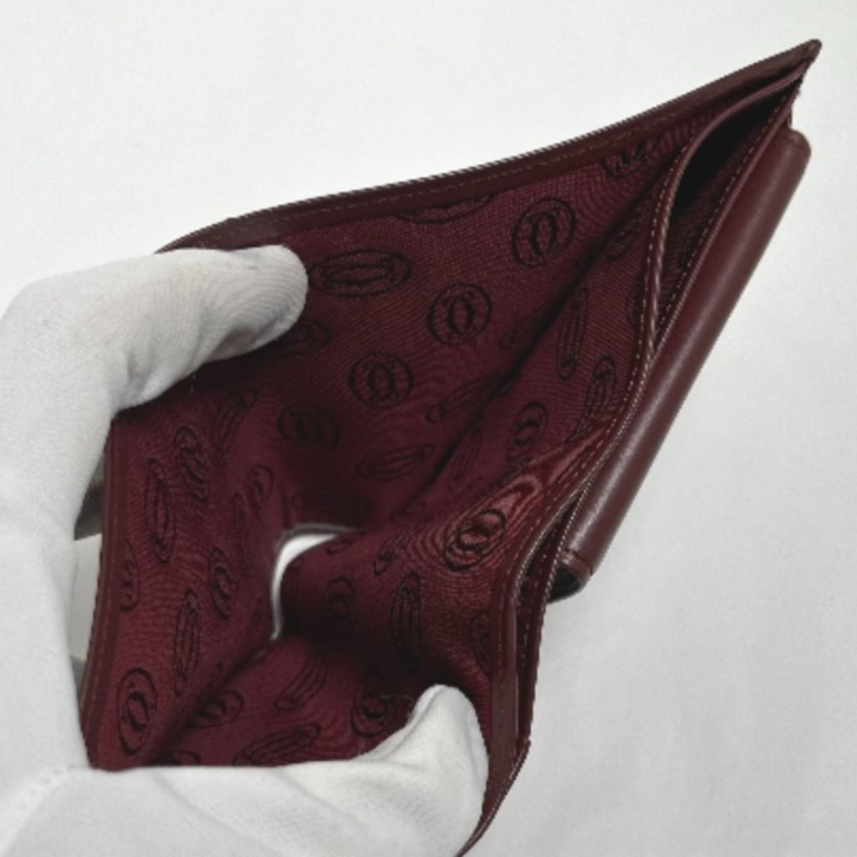 Cartier Wine Red Leather Wallet (Bi-Fold) (Pre-Owned)