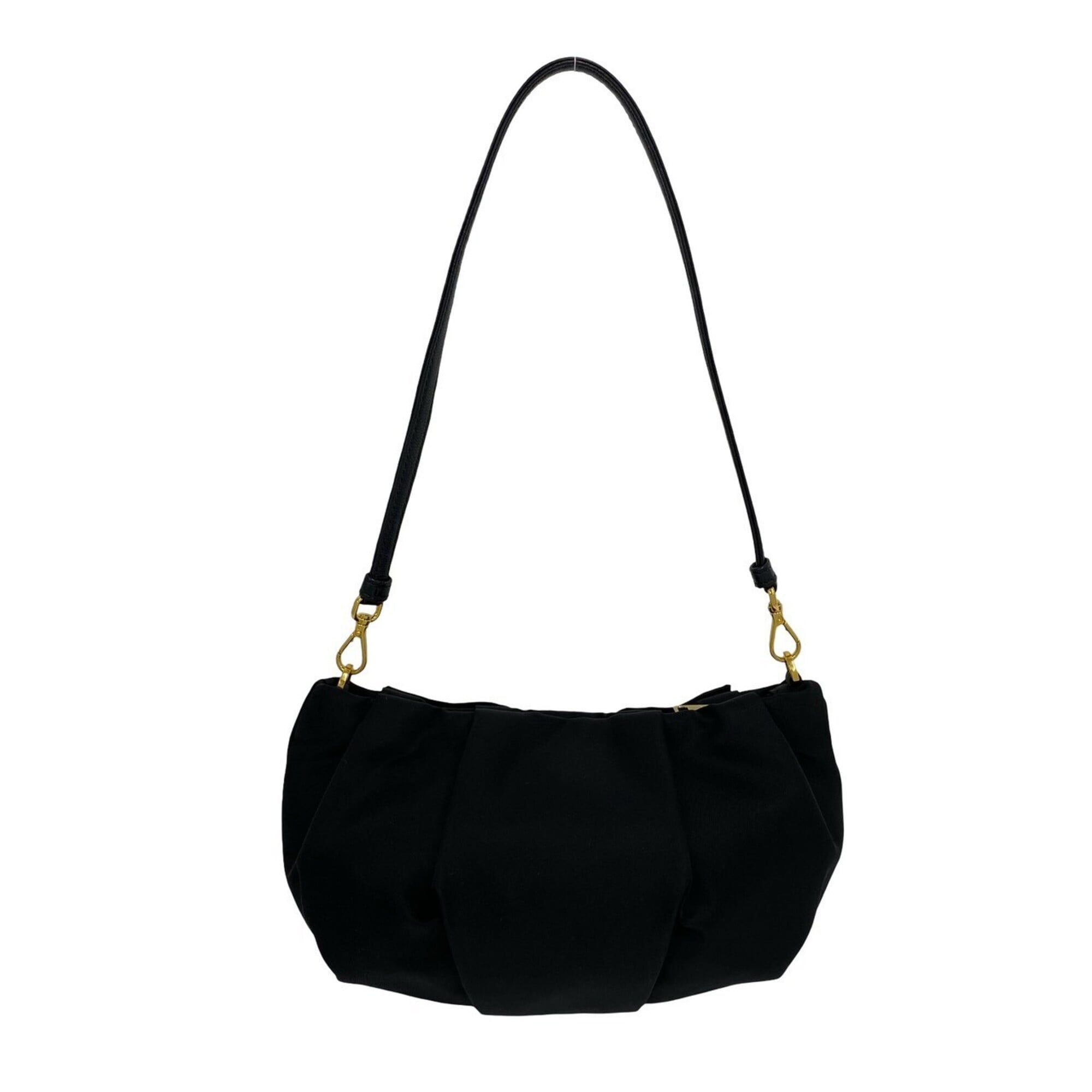 Prada Black Nylon Leather Handbag Shoulder Bag (Pre-Owned)