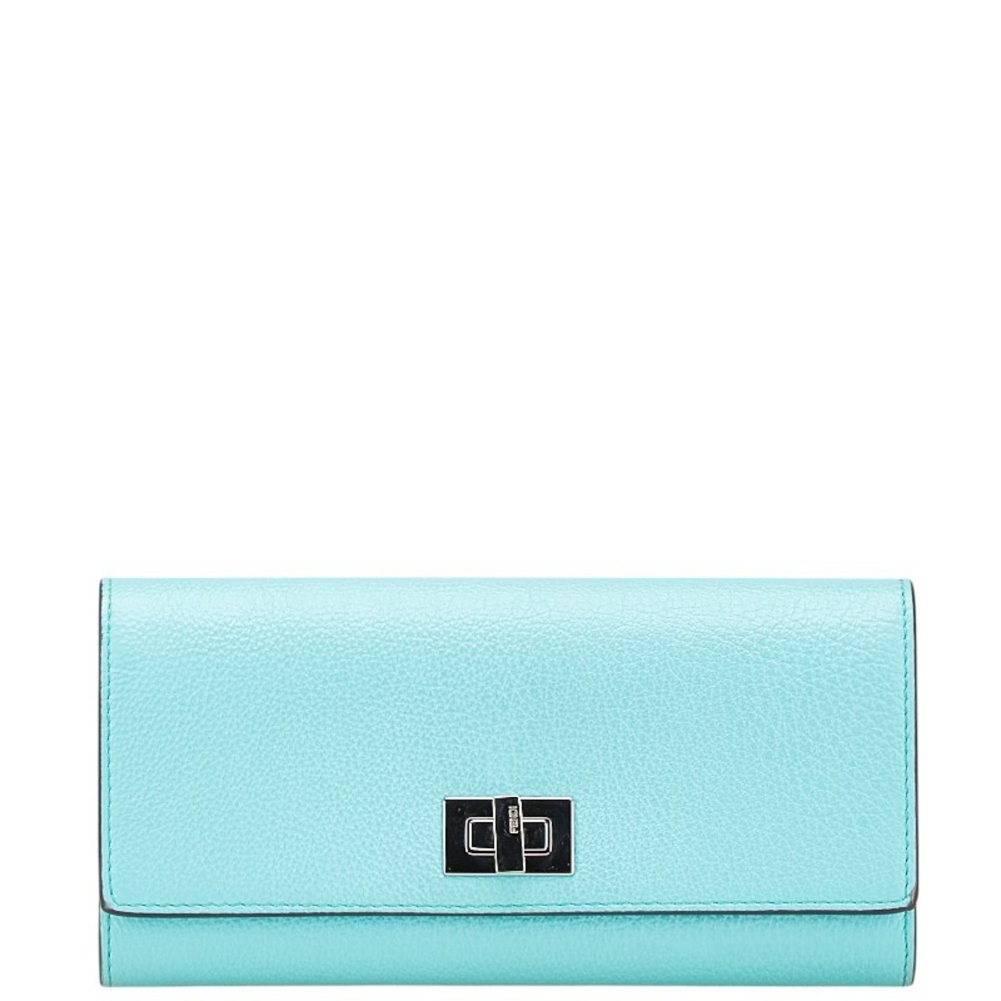 Fendi Light Blue Leather Coin Purse/Coin Case (Pre-Owned)