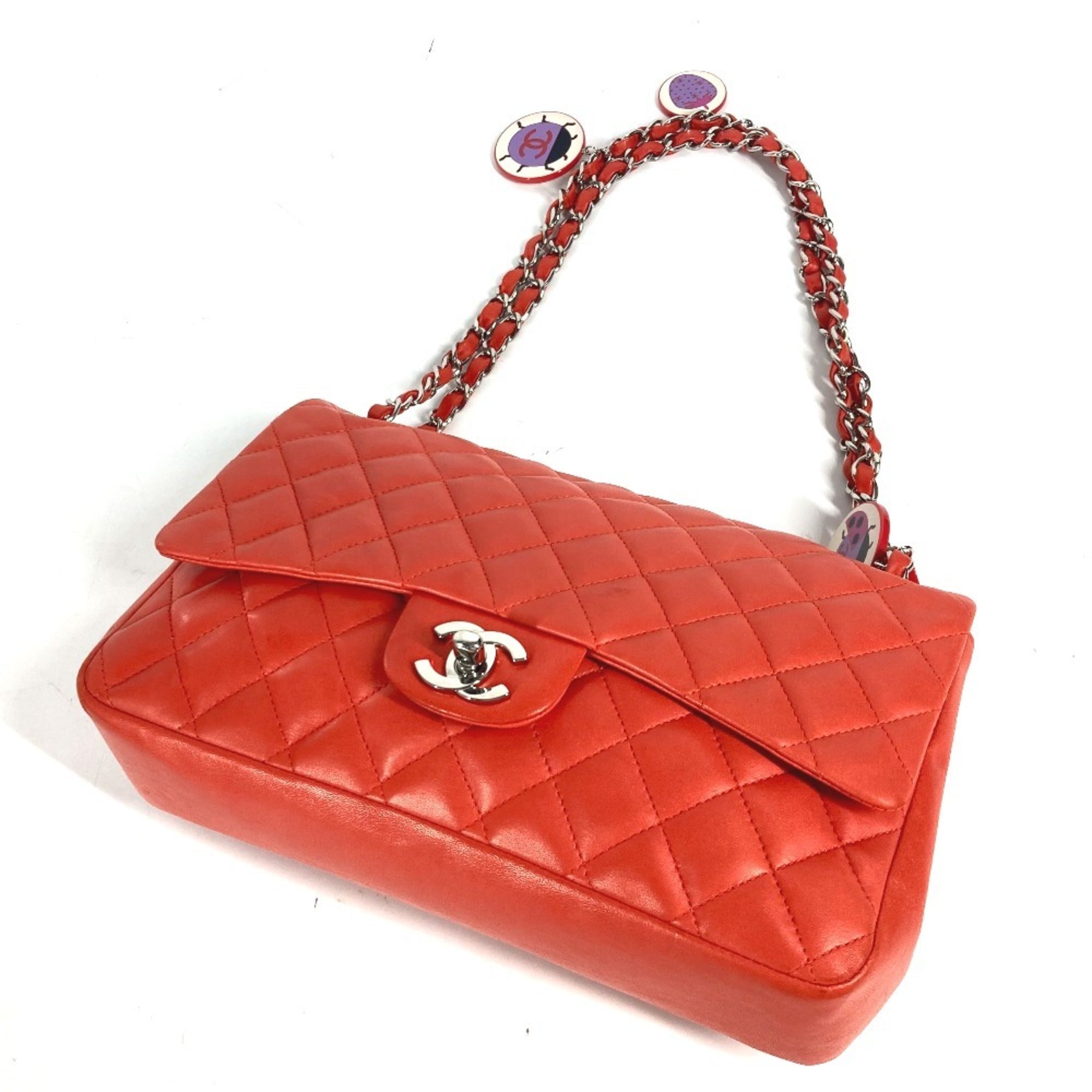 Chanel Red Color Leather Shoulder Bag (Pre-Owned)