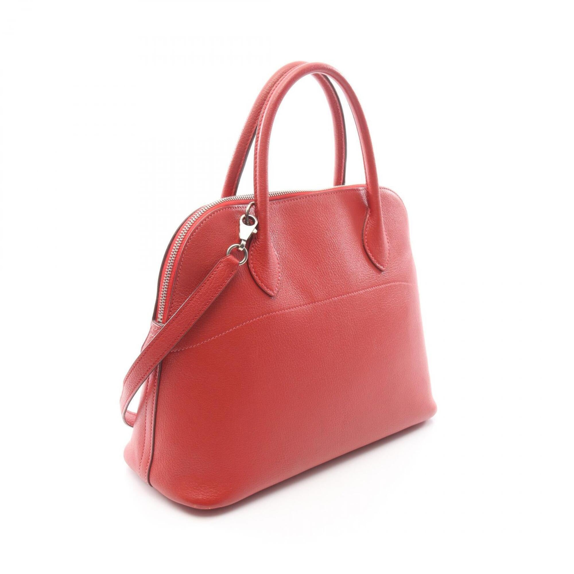 Hermes Red Color Rouge Garance Chevre Leather Handbag (Pre-Owned)
