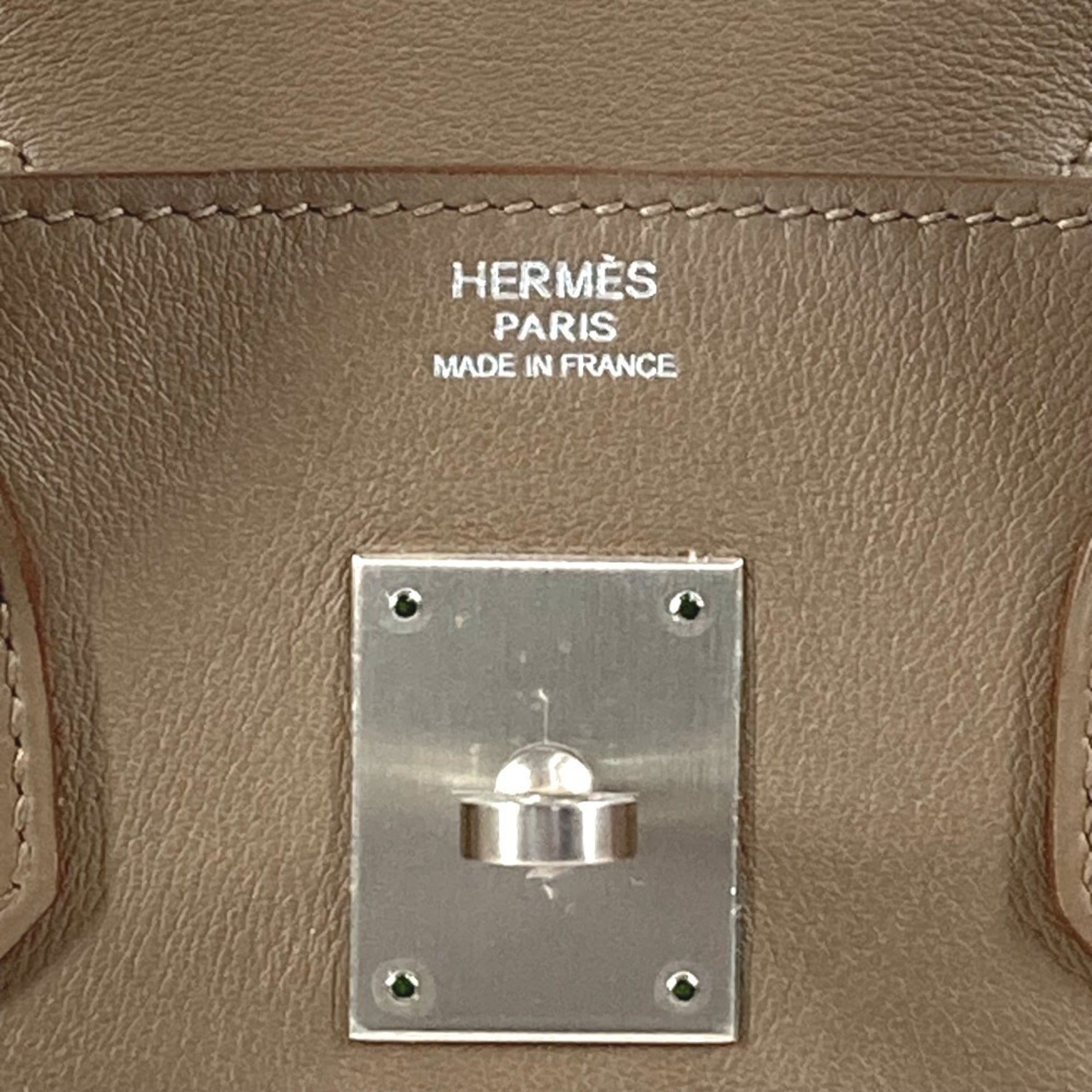 Hermes Birkin Argile Etoupe Gray Gray Pink Rose Jaipur Swift Leather Taurillon Clemence Leather Handbag Tote Bag (Pre-Owned)