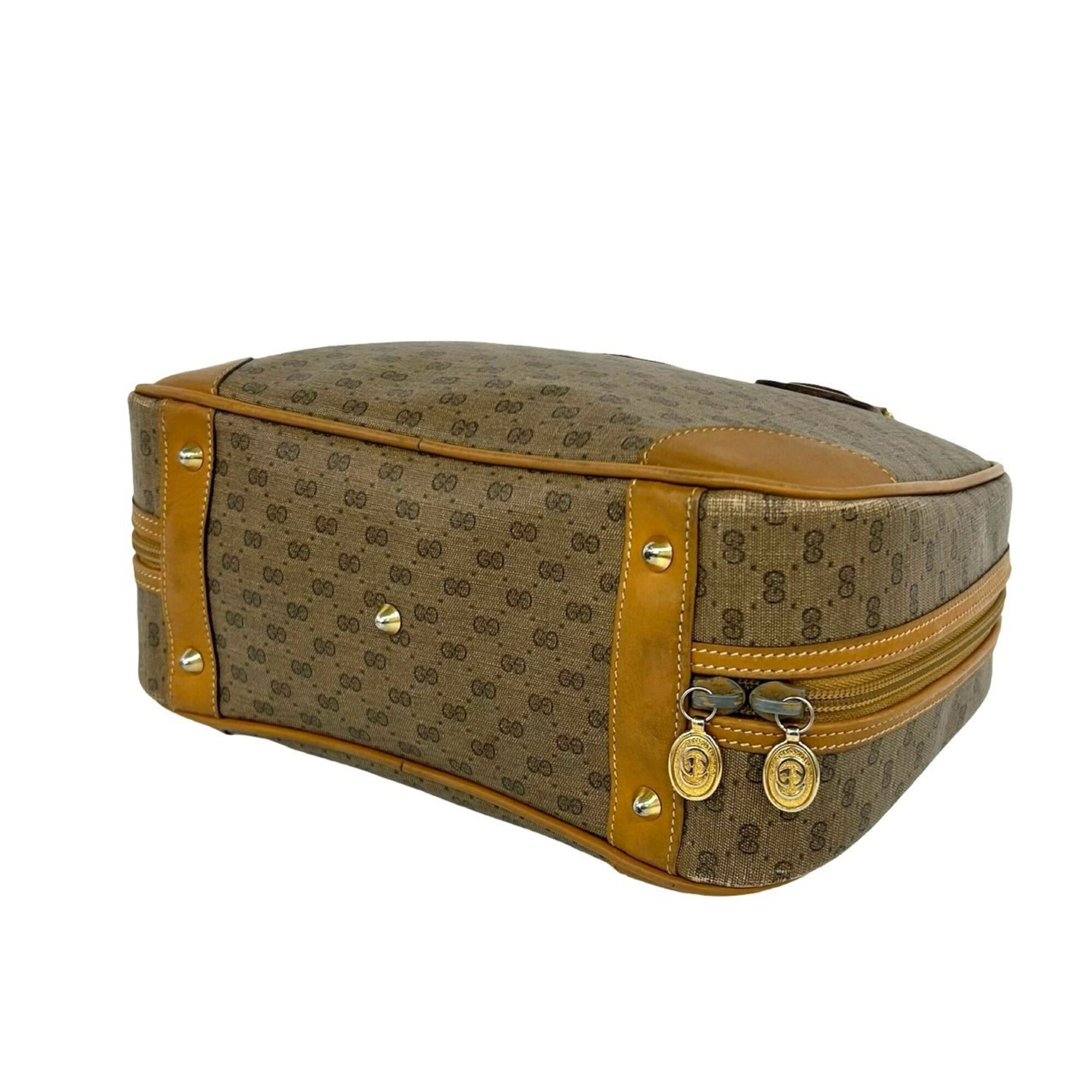 Gucci Brown Leather Pvc Boston Bag Handbag (Pre-Owned)