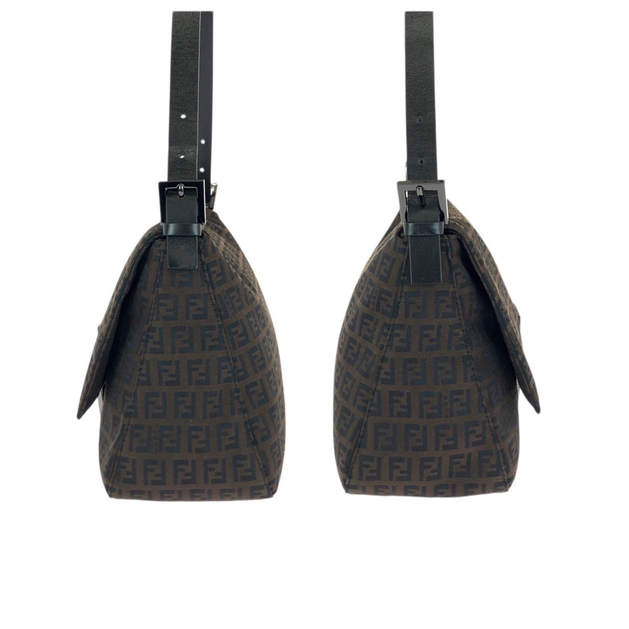 Fendi Dark Brown Nylon Leather Handbag Shoulder Bag (Pre-Owned)
