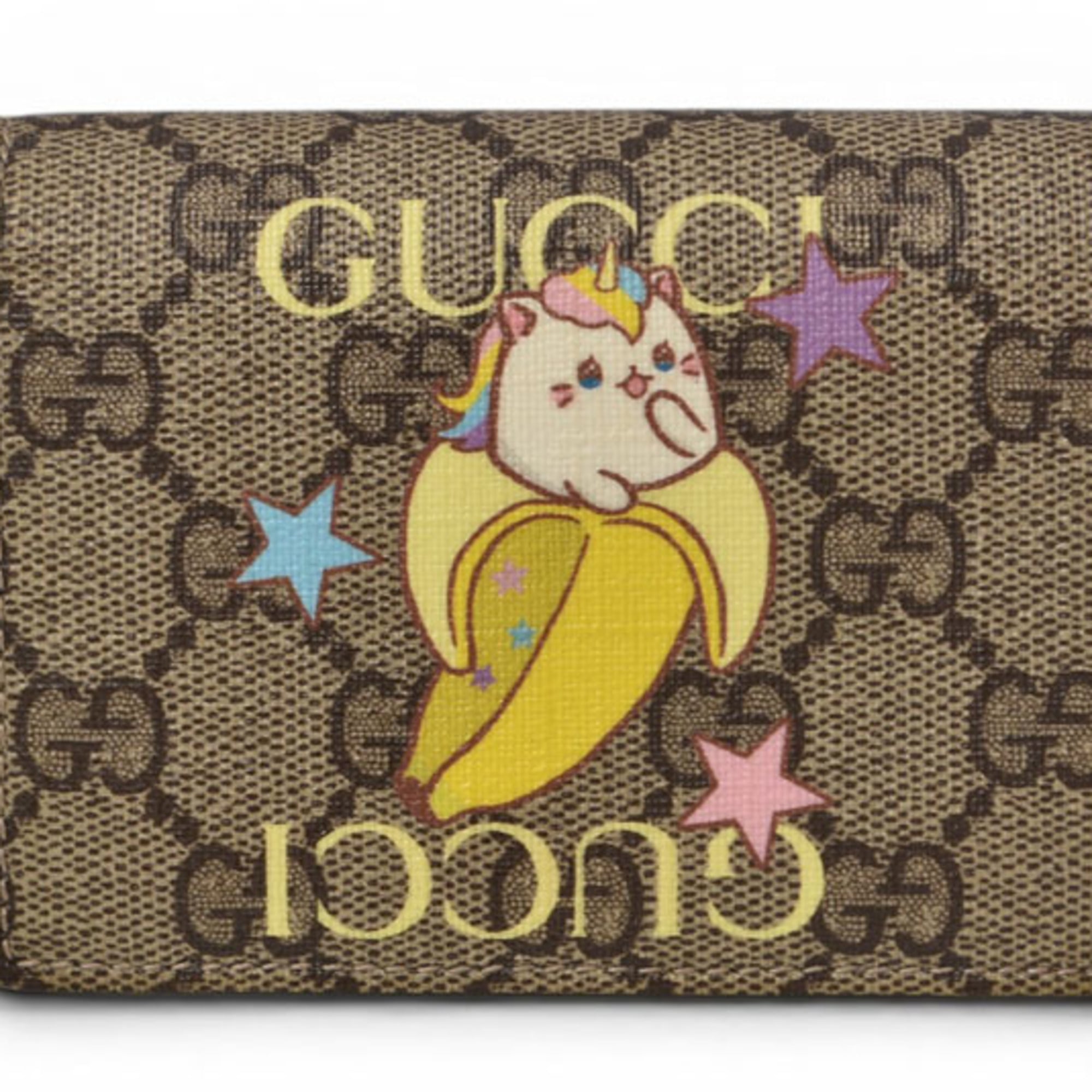 Gucci Gg Supreme Beige Brown Gg Supreme Canvas Wallet (Bi-Fold) (Pre-Owned)