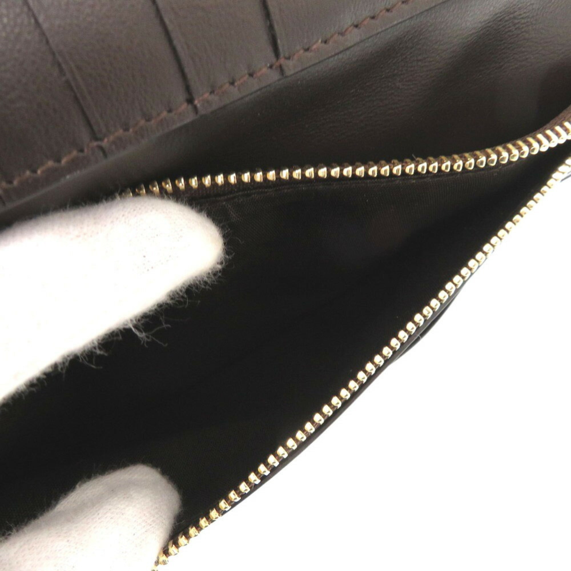 Salvatore Ferragamo Black Brown Leather Long Wallet (Bi-Fold) (Pre-Owned)