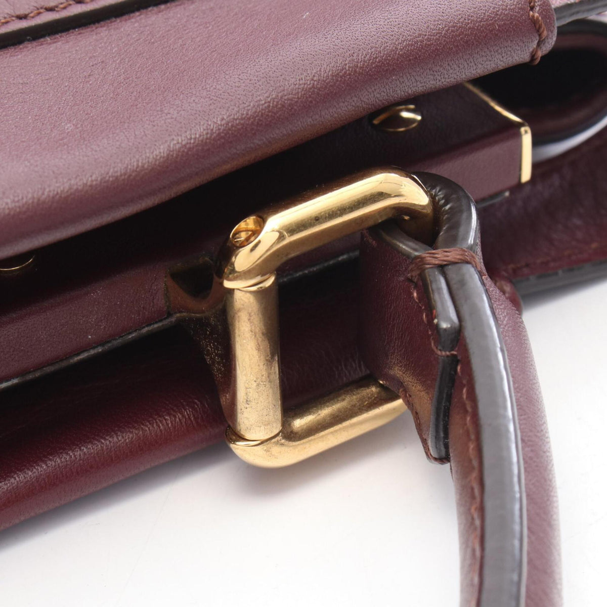 Fendi Bordeaux Leather Handbag (Pre-Owned)