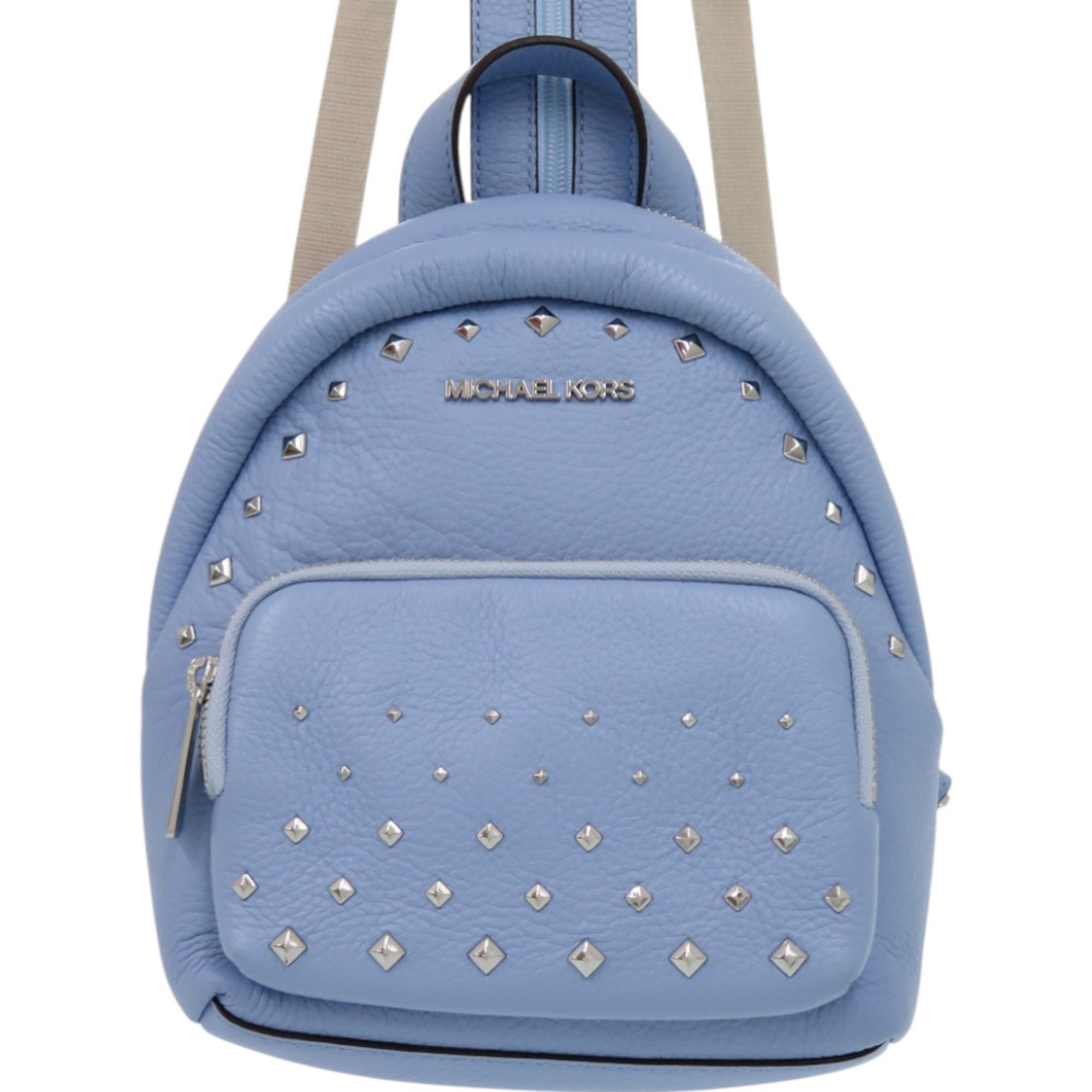 Michael Kors Beige Light Blue Coated Canvas Backpack (Pre-Owned)