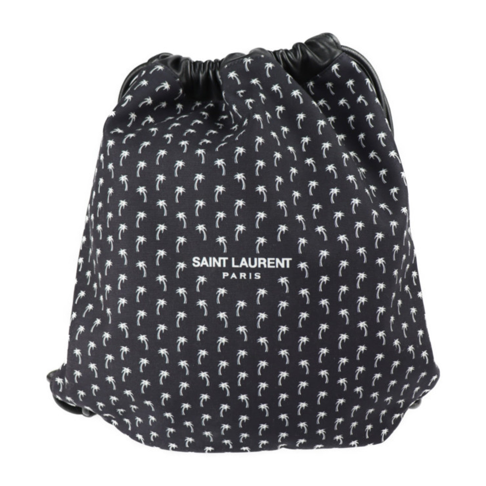 Yves Saint Laurent Black Canvas Leather Backpack Handbag (Pre-Owned)