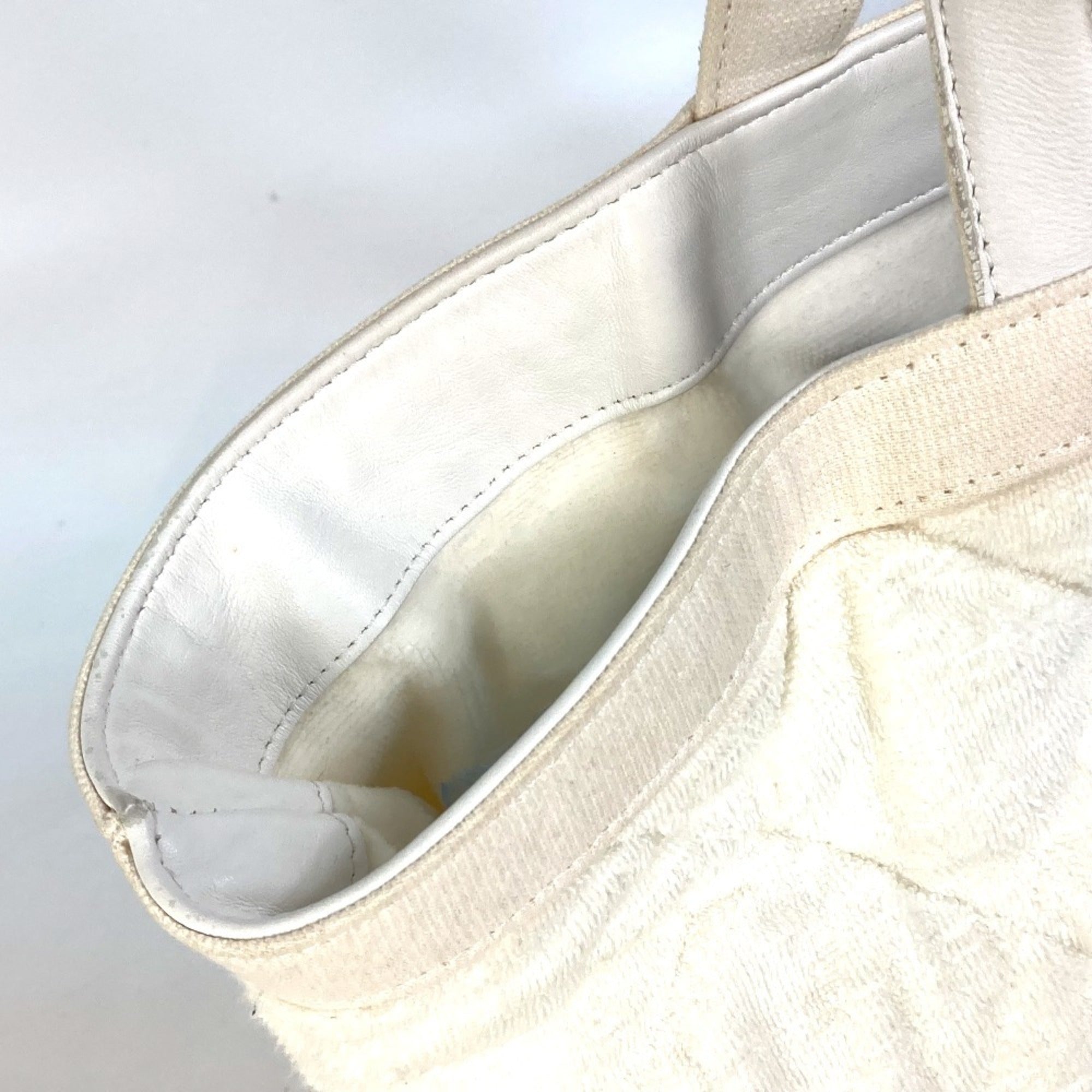 Chanel White Cotton Leather Beach Bag Shoulder Bag Tote Bag (Pre-Owned)