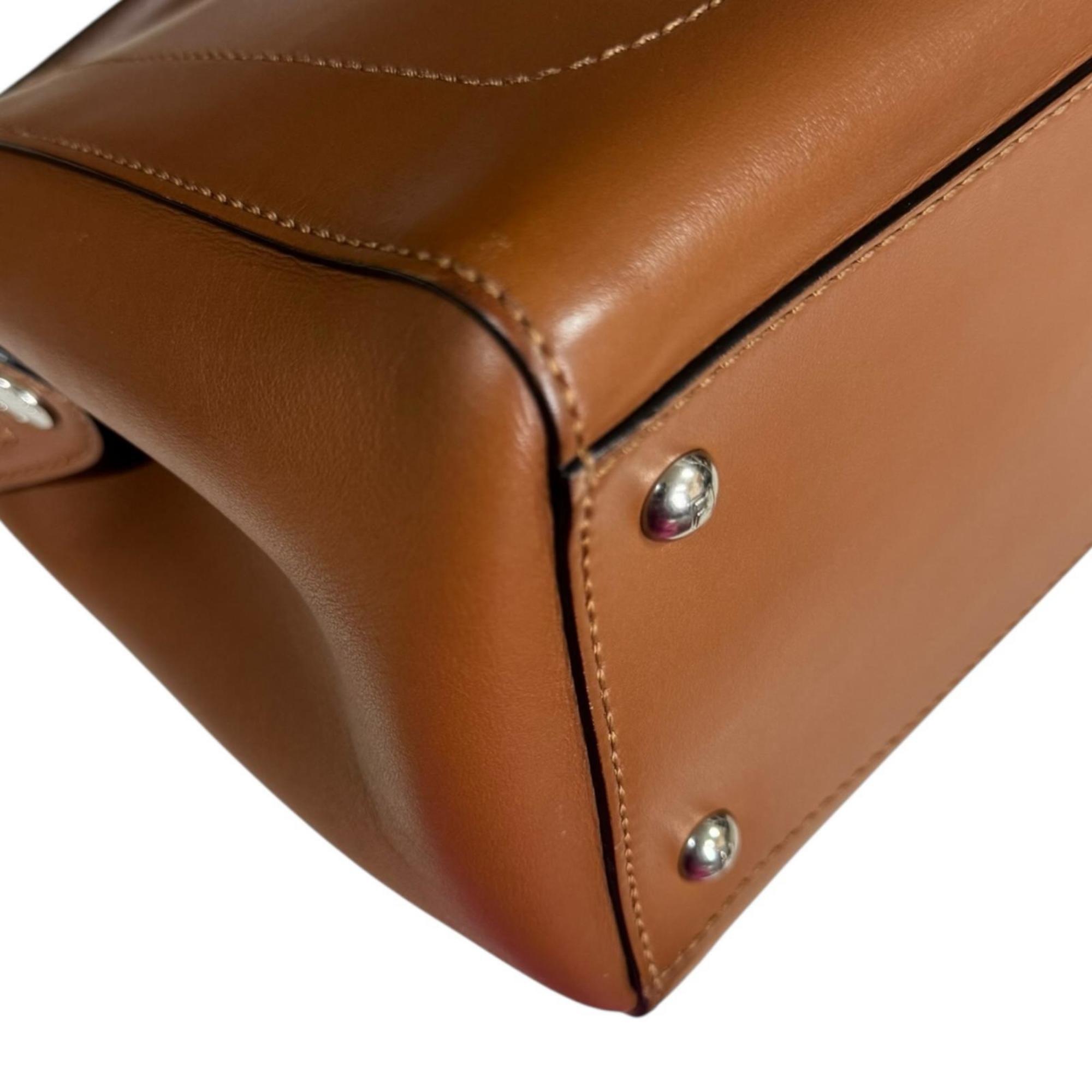 Fendi Dotcom Brown Leather Shoulder Bag (Pre-Owned)