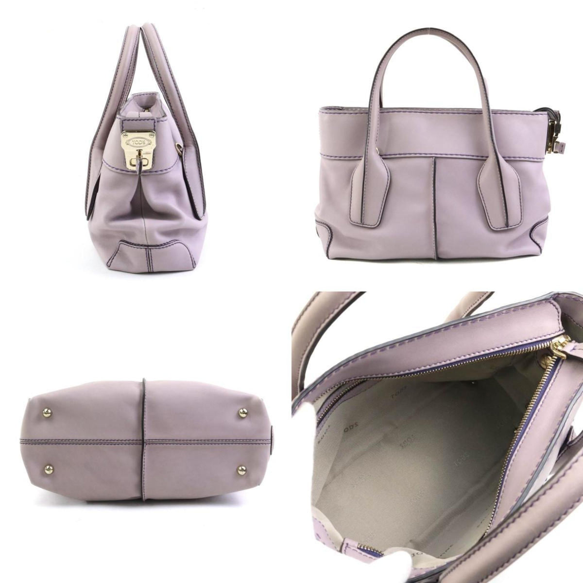 Tod's Purple Leather Handbag Shoulder Bag (Pre-Owned)