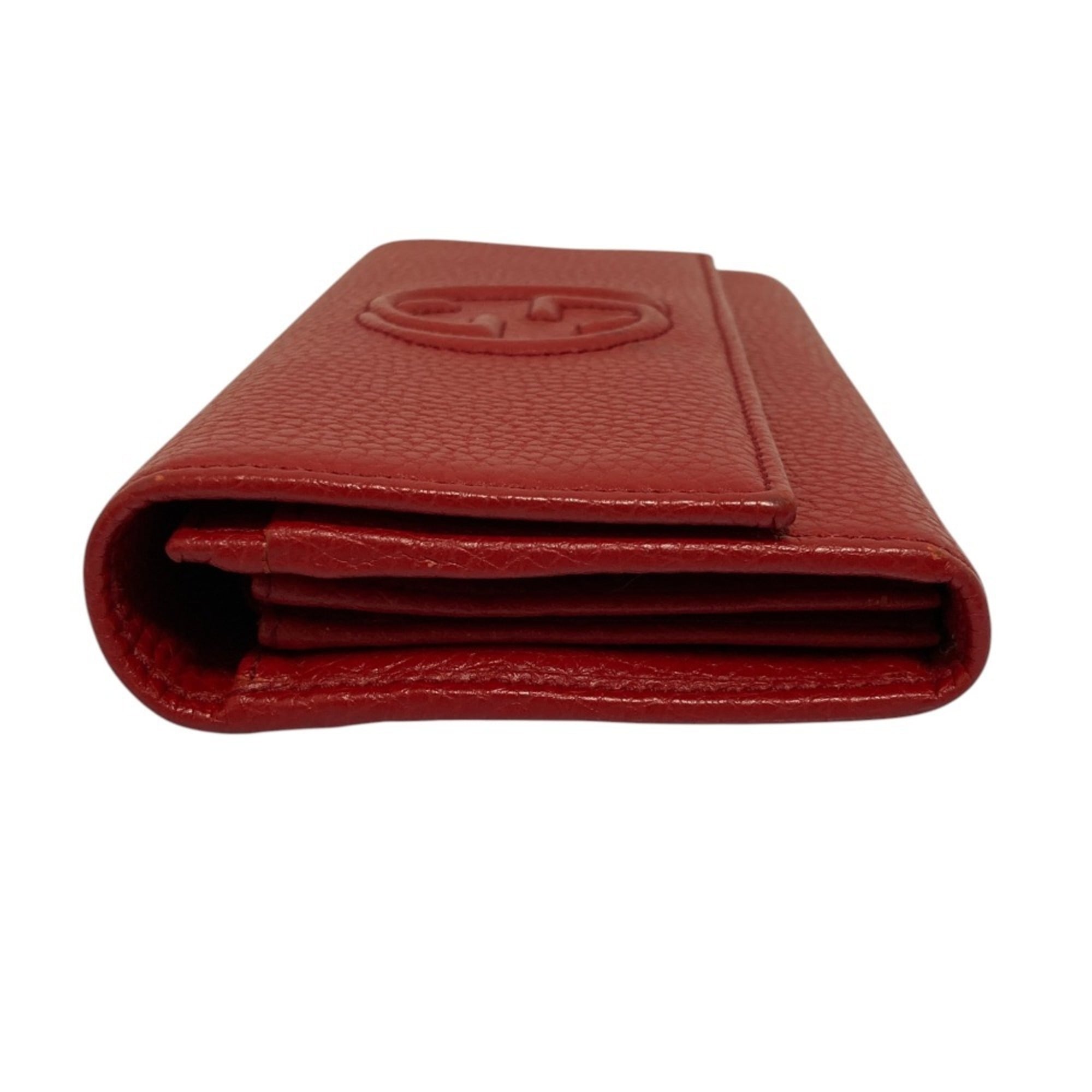 Gucci Red Color Leather Long Wallet (Bi-Fold) (Pre-Owned)