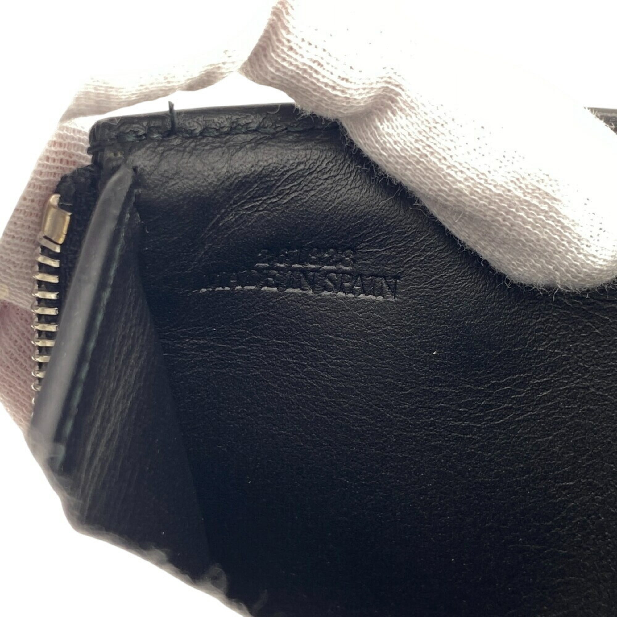 Loewe Linen Black Leather Wallet (Tri-Fold) (Pre-Owned)