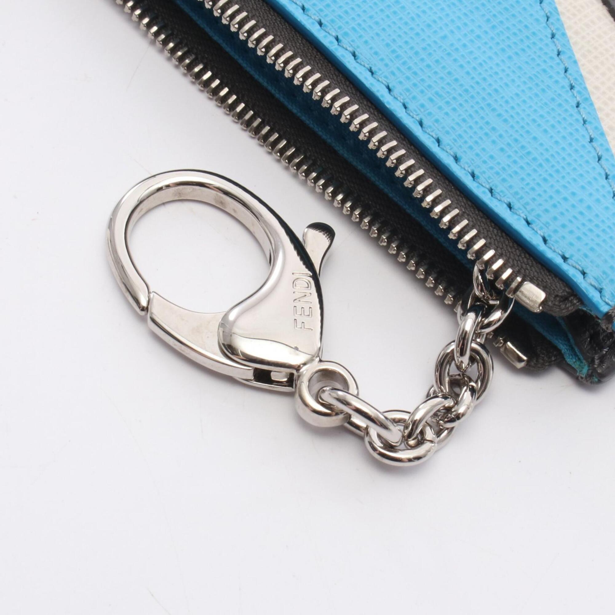 Fendi Blue Gray Multi-Color Leather Coin Purse/Coin Case (Pre-Owned)