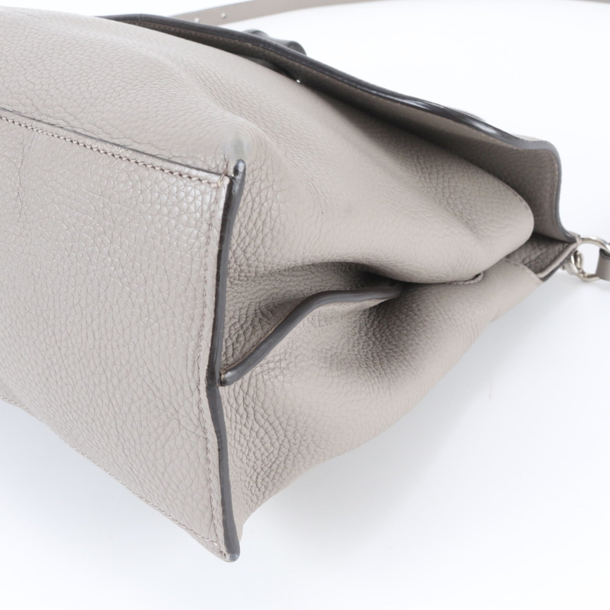 Gucci Bamboo Grayish Leather Handbag Shoulder Bag (Pre-Owned)