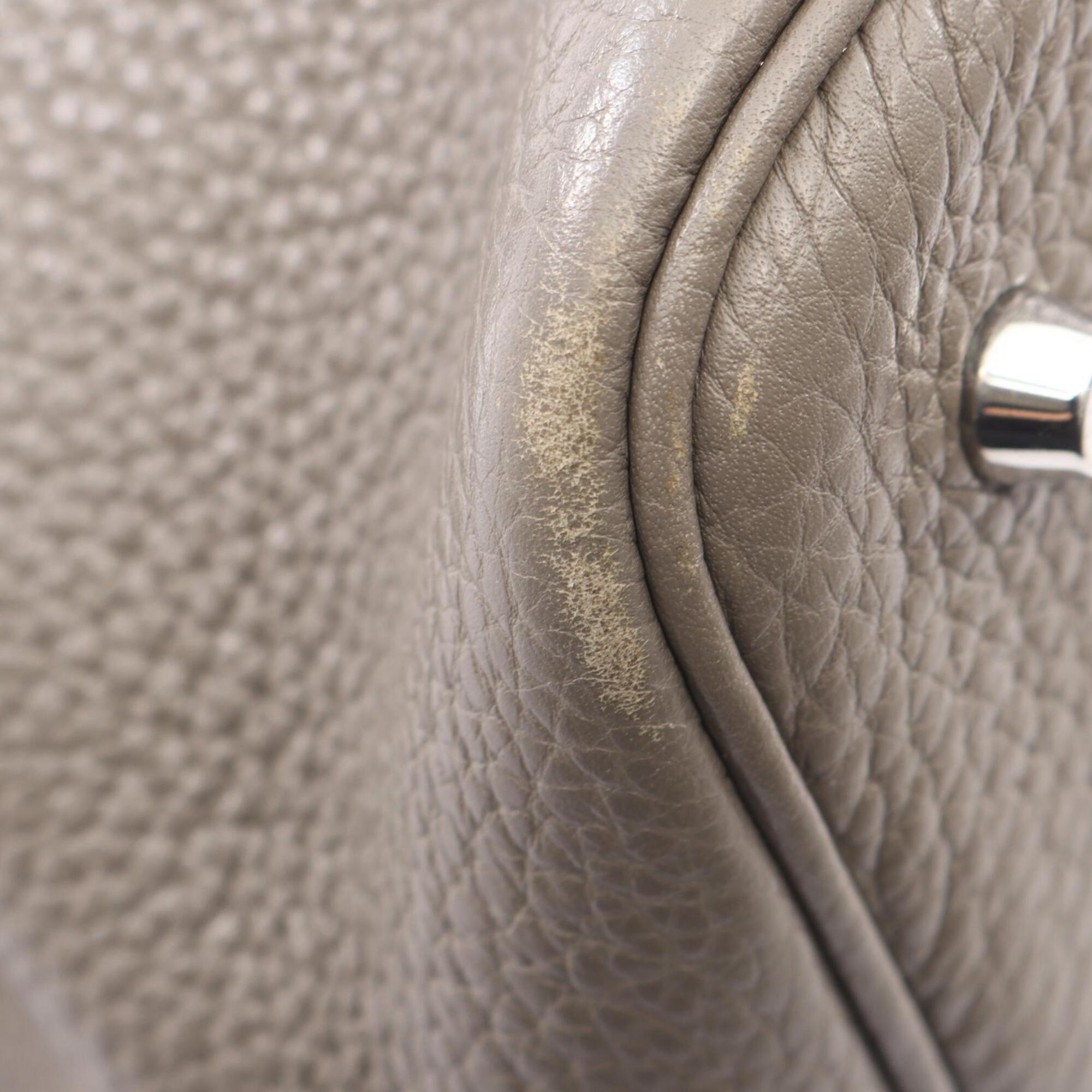Hermes Beige Etain Taurillon Clemence Leather Leather Handbag (Pre-Owned)
