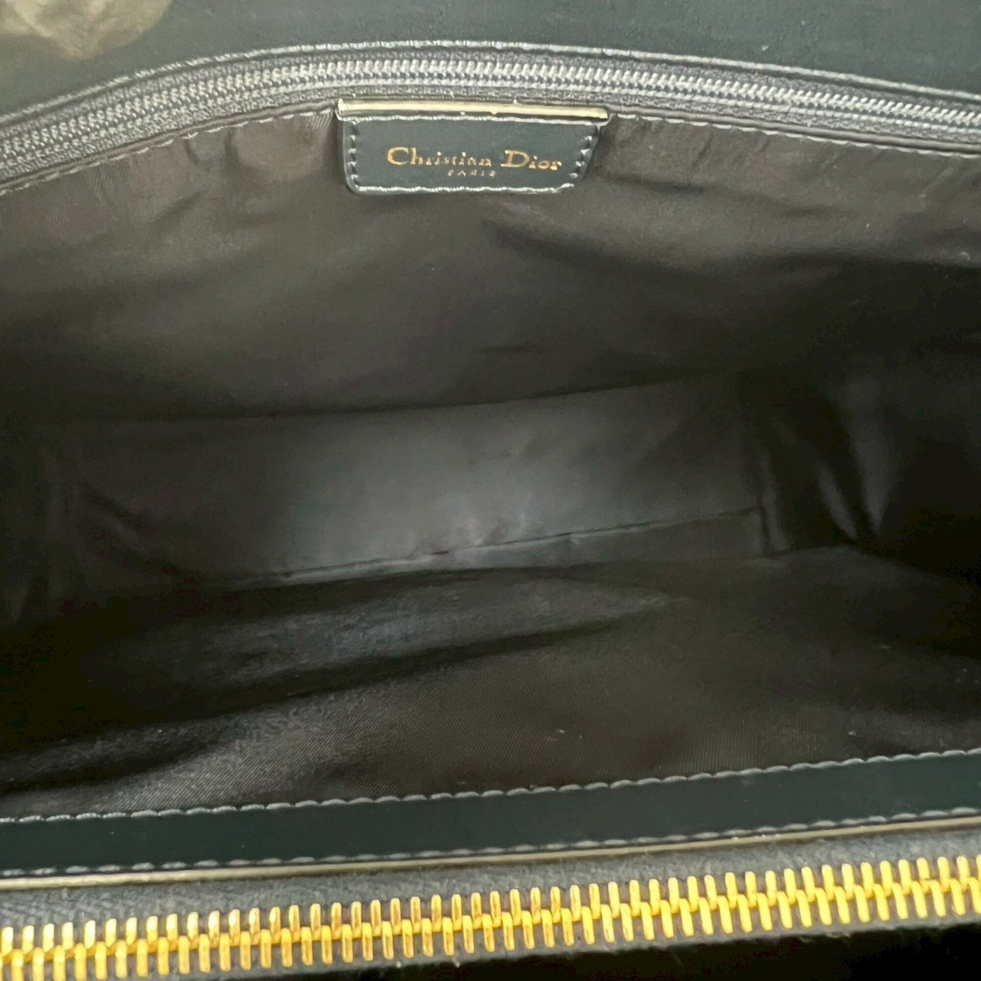 Christian Dior Navy Canvas Leather Handbag Tote Bag (Pre-Owned)