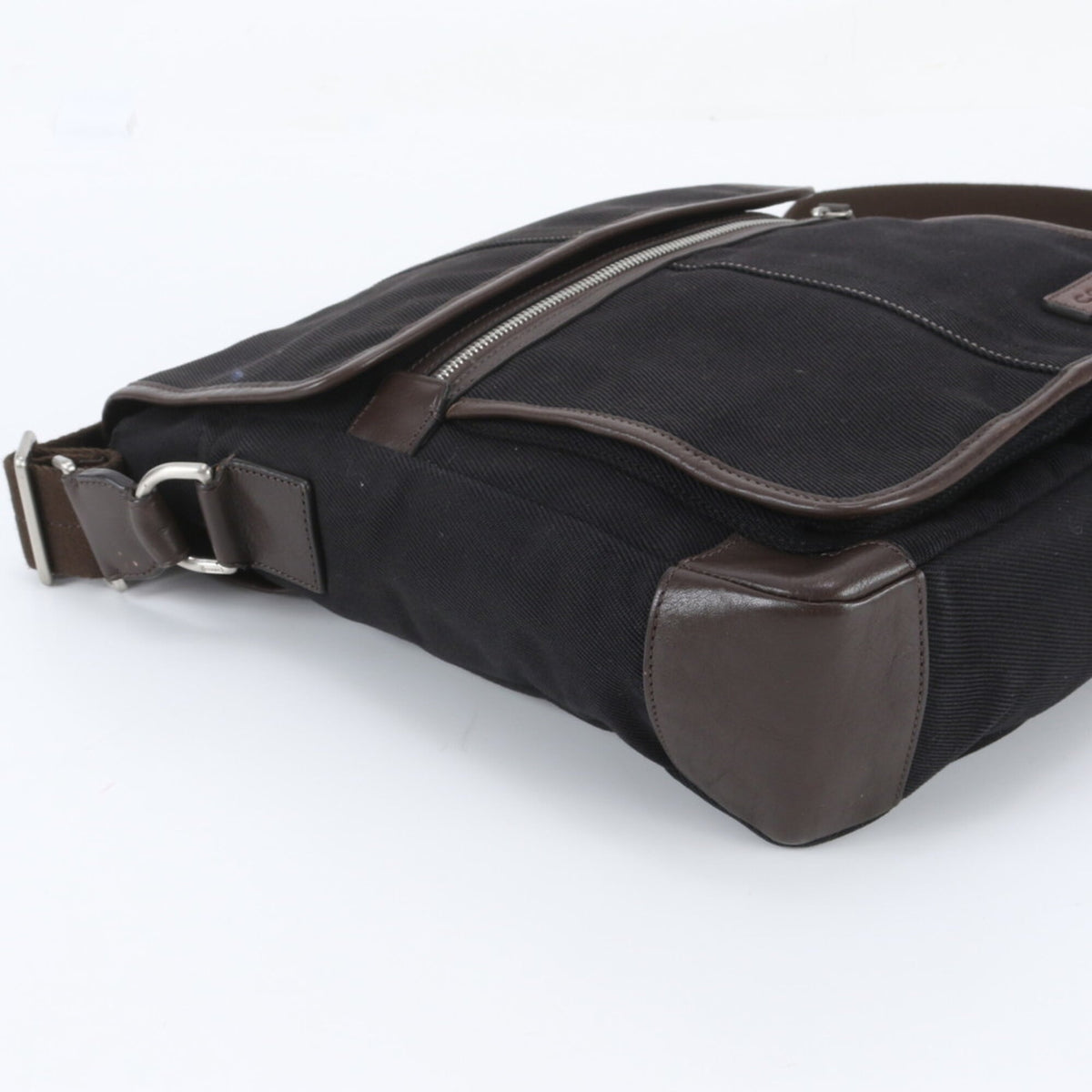 Coach Black Brown Leather Canvas Messenger Bag Shoulder Bag Tote Bag (Pre-Owned)