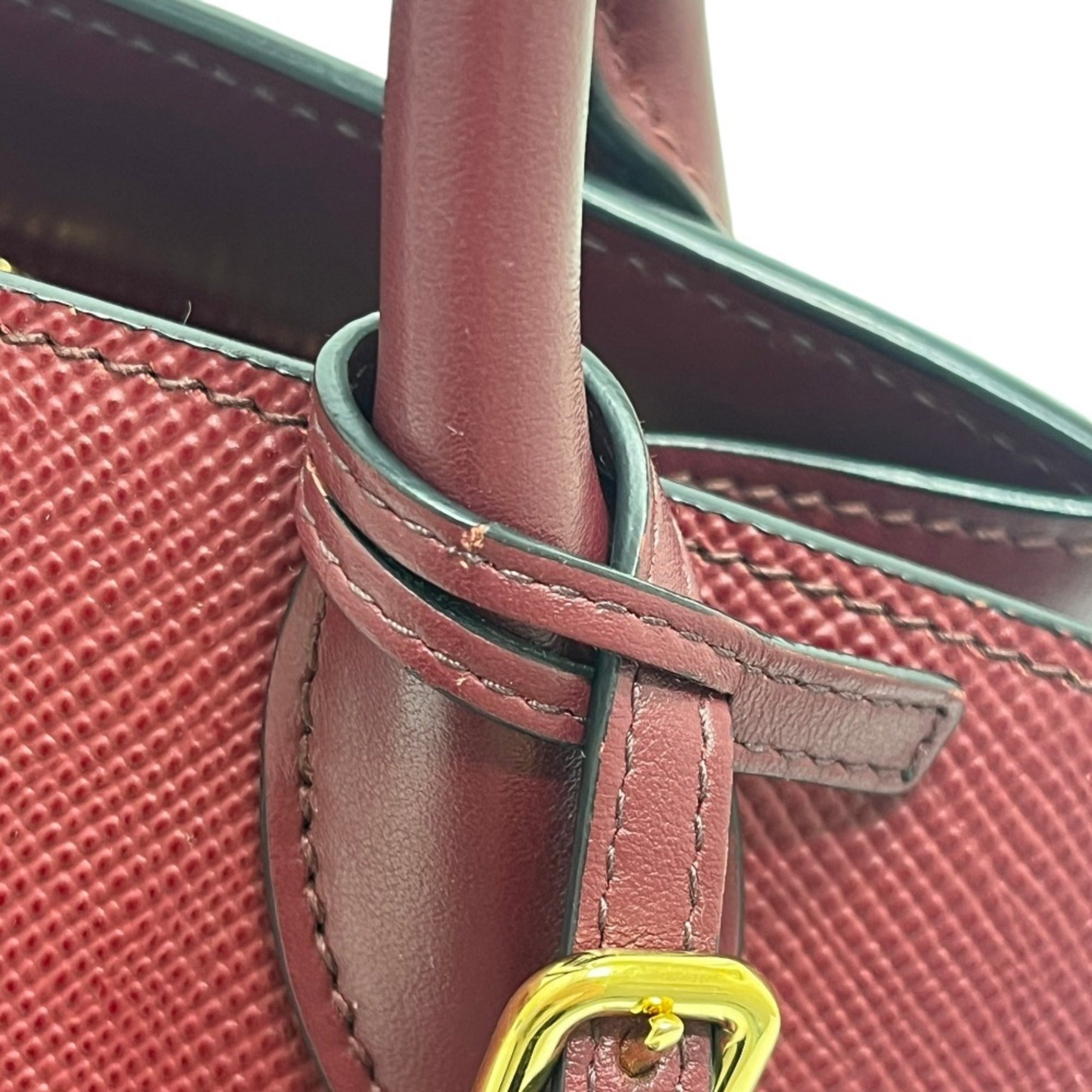 Prada Wine Leather Handbag Shoulder Bag (Pre-Owned)