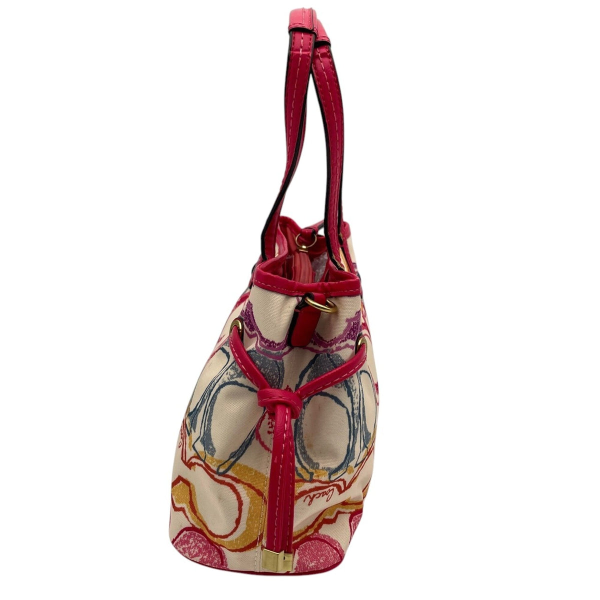 Coach Multi-Color Pink Canvas Patent Leather Handbag Tote Bag (Pre-Owned)