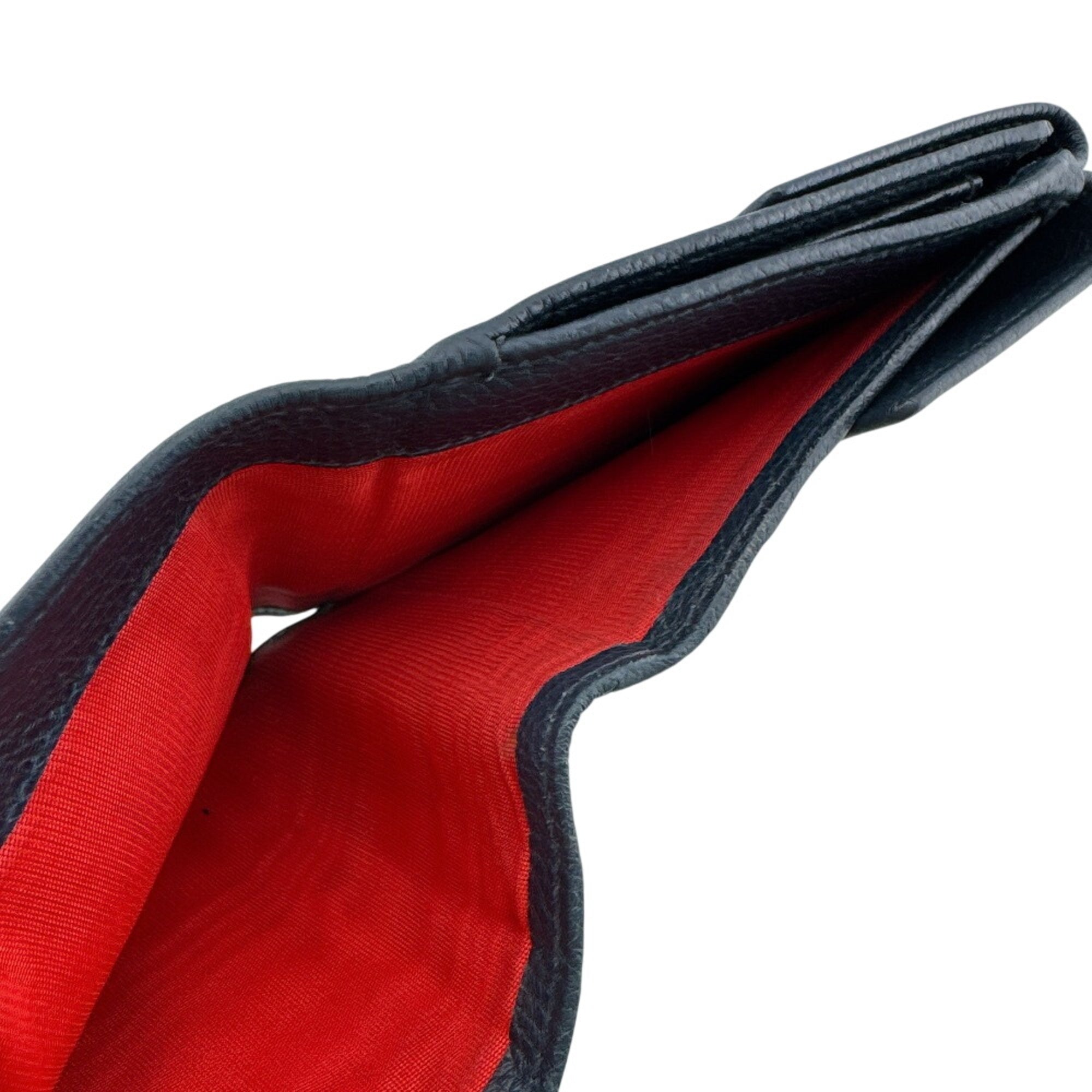 Celine Navy Red Color Leather Wallet (Tri-Fold) (Pre-Owned)