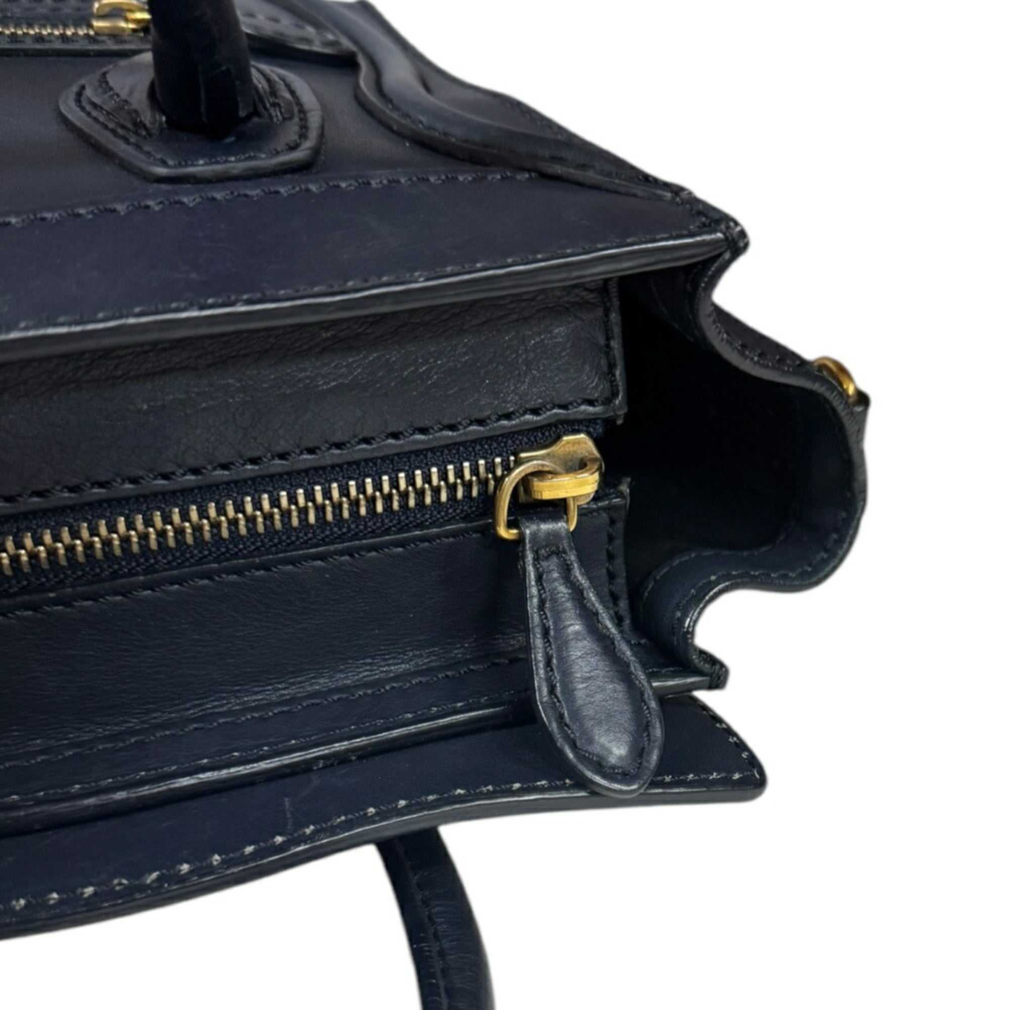 Celine Navy Leather Shoulder Bag (Pre-Owned)