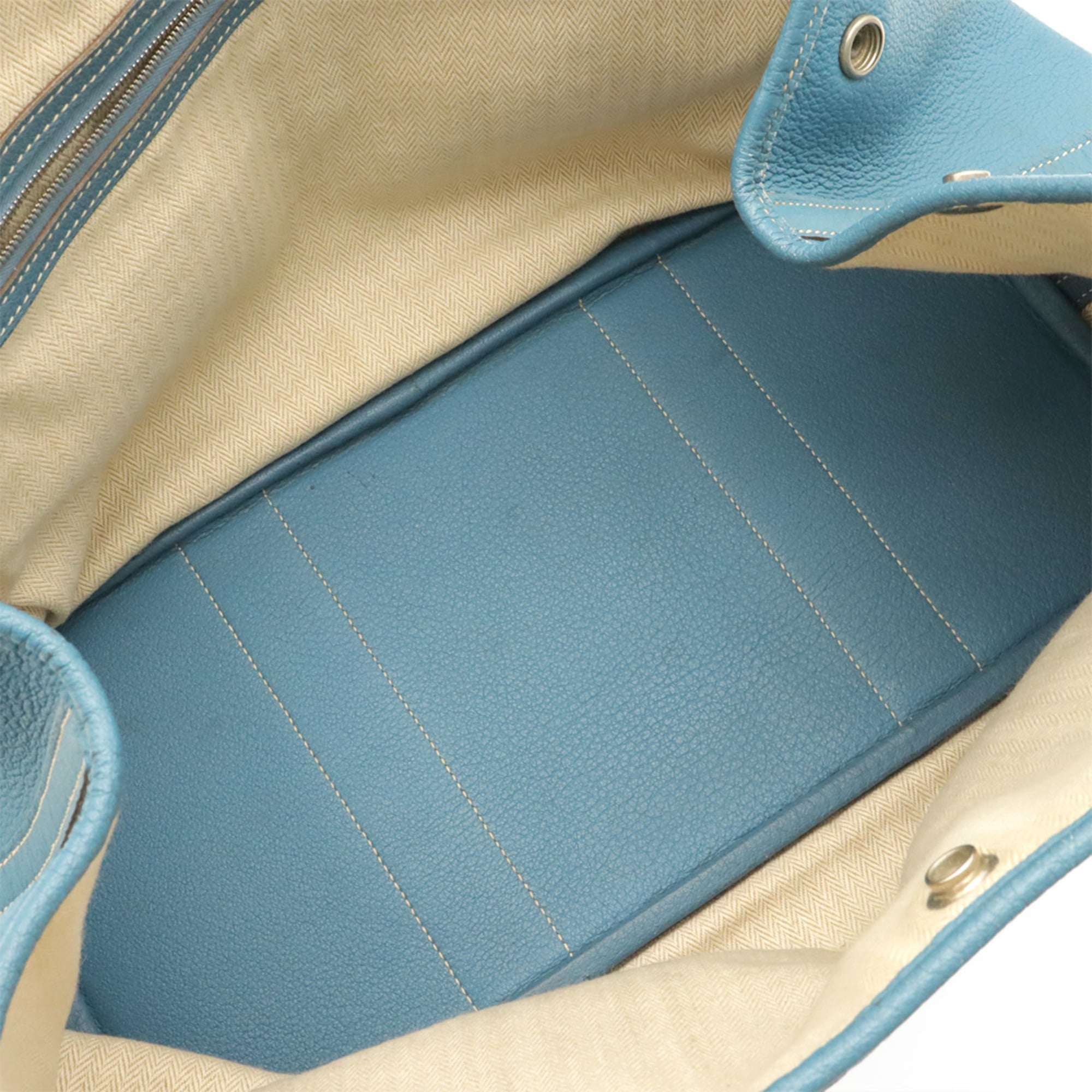 Hermes Light Blue Leather Handbag Shoulder Bag Tote Bag (Pre-Owned)