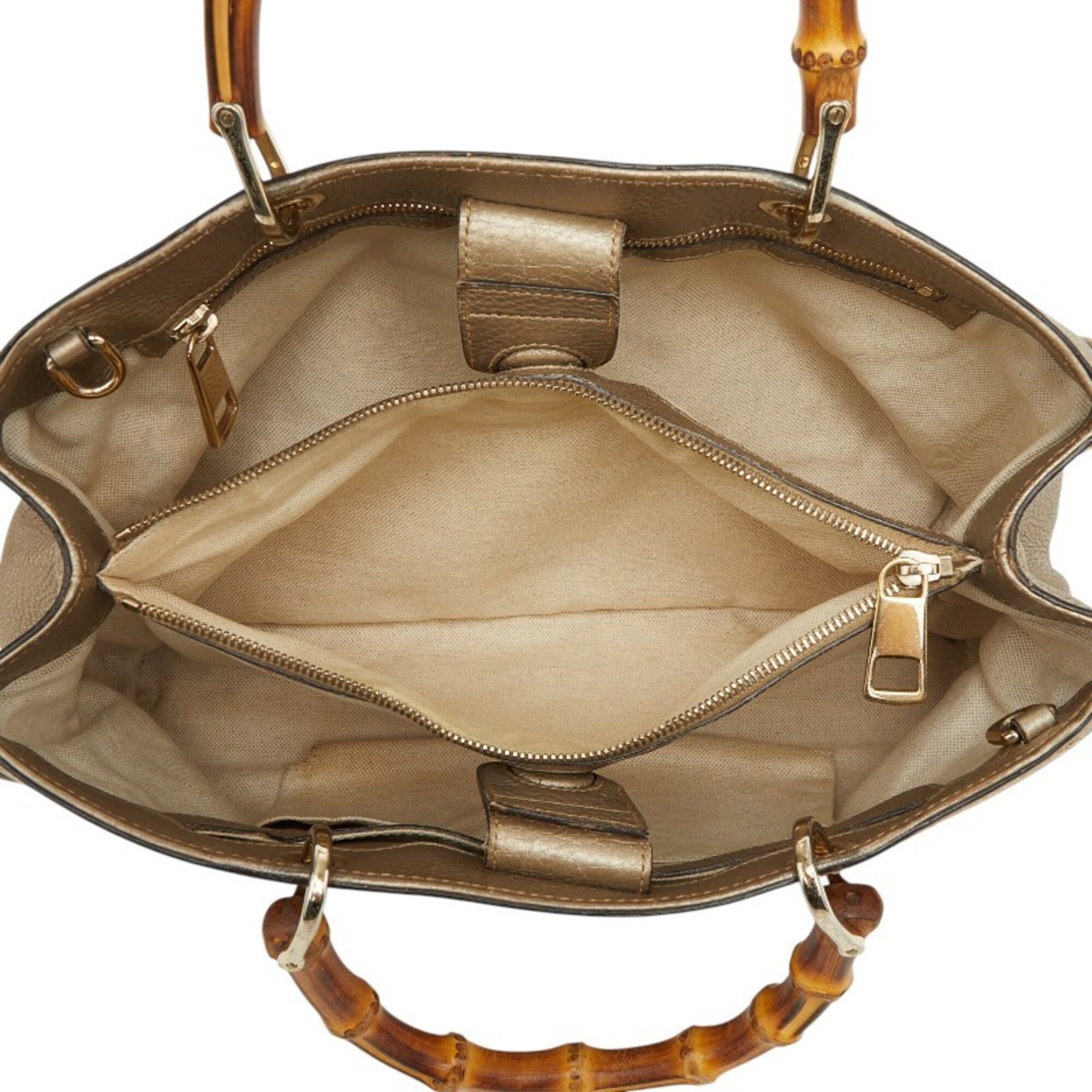 Gucci Brown Gold Leather Handbag Shoulder Bag (Pre-Owned)