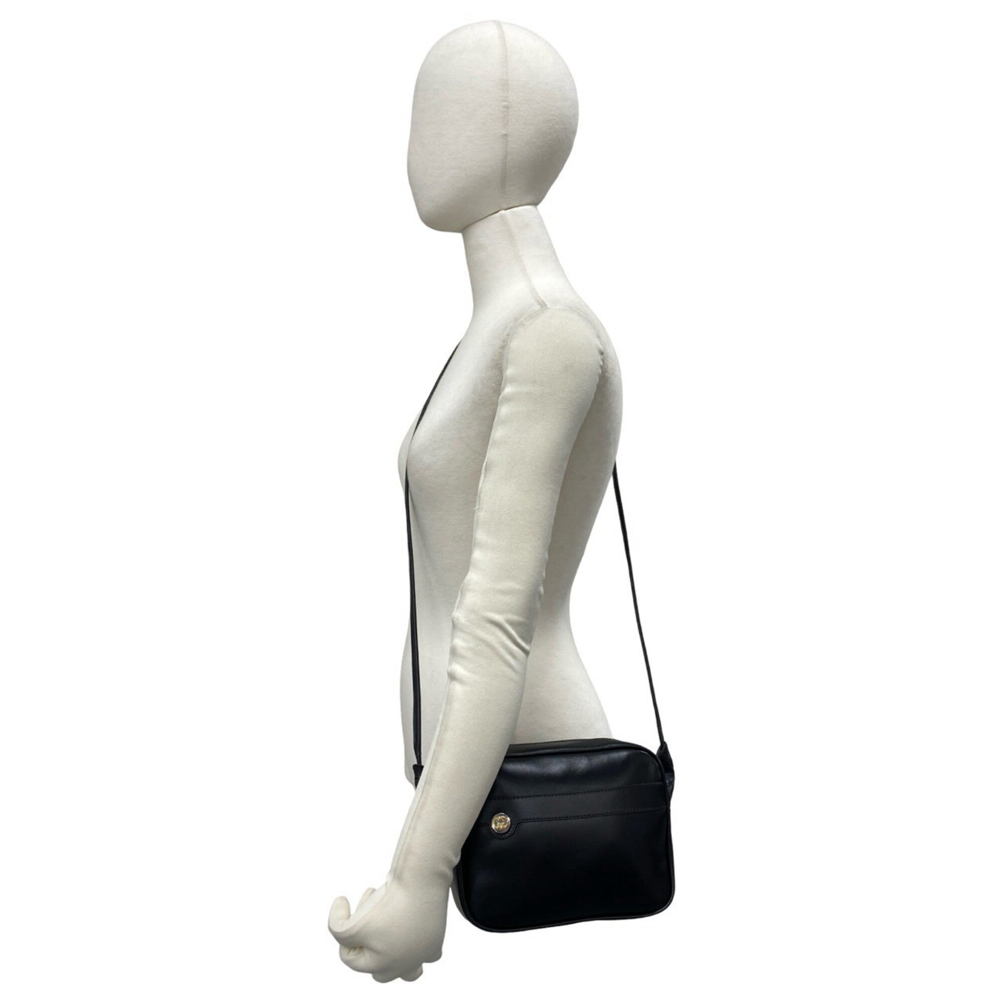 Gucci Black Leather Pochette Shoulder Bag (Pre-Owned)