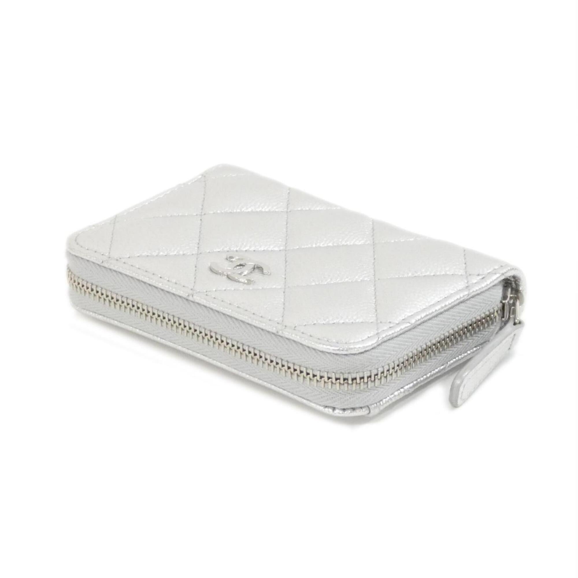Chanel Silver Grained Calfskin Coin Purse/Coin Case (Pre-Owned)