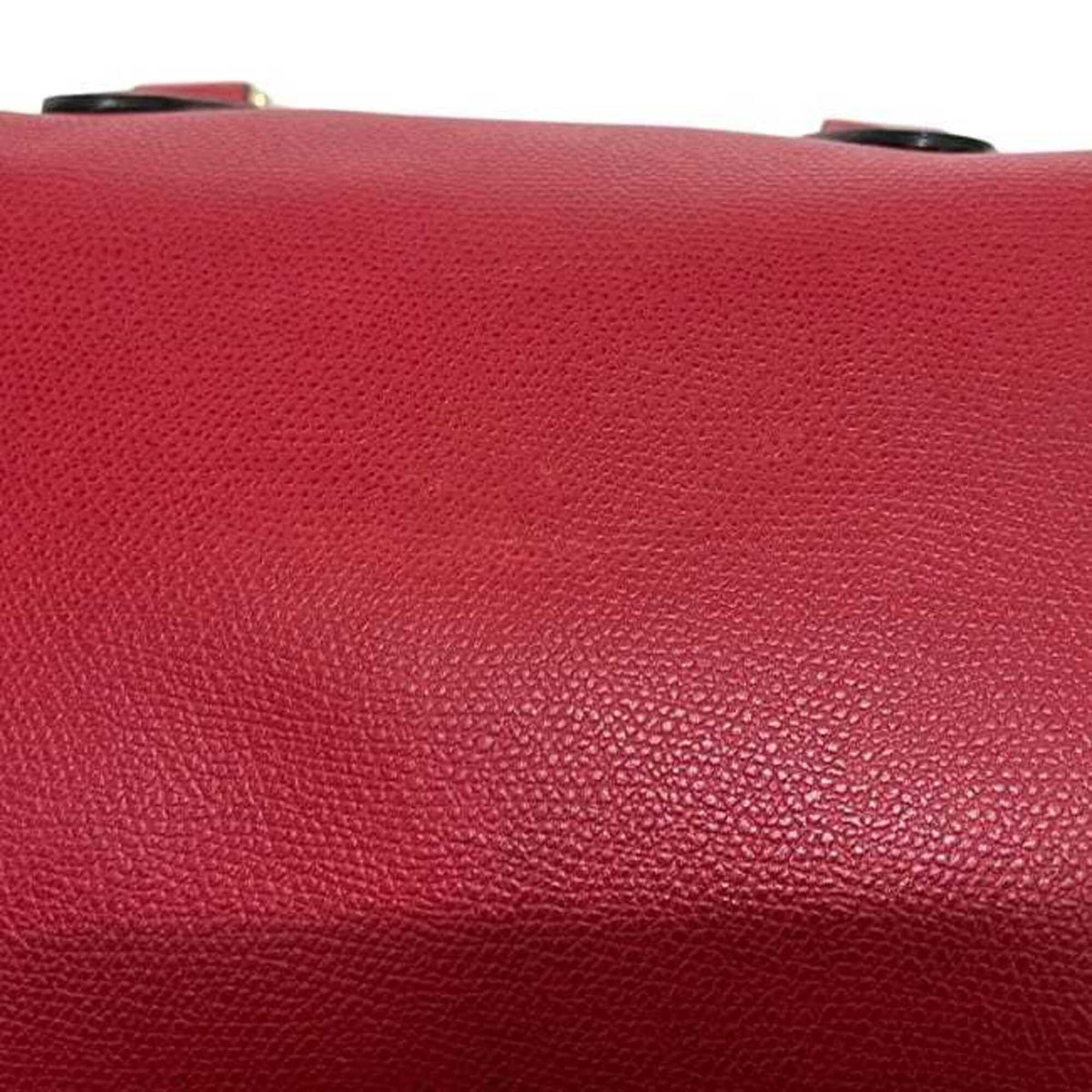 Valextra Red Color Leather Boston Bag Handbag (Pre-Owned)